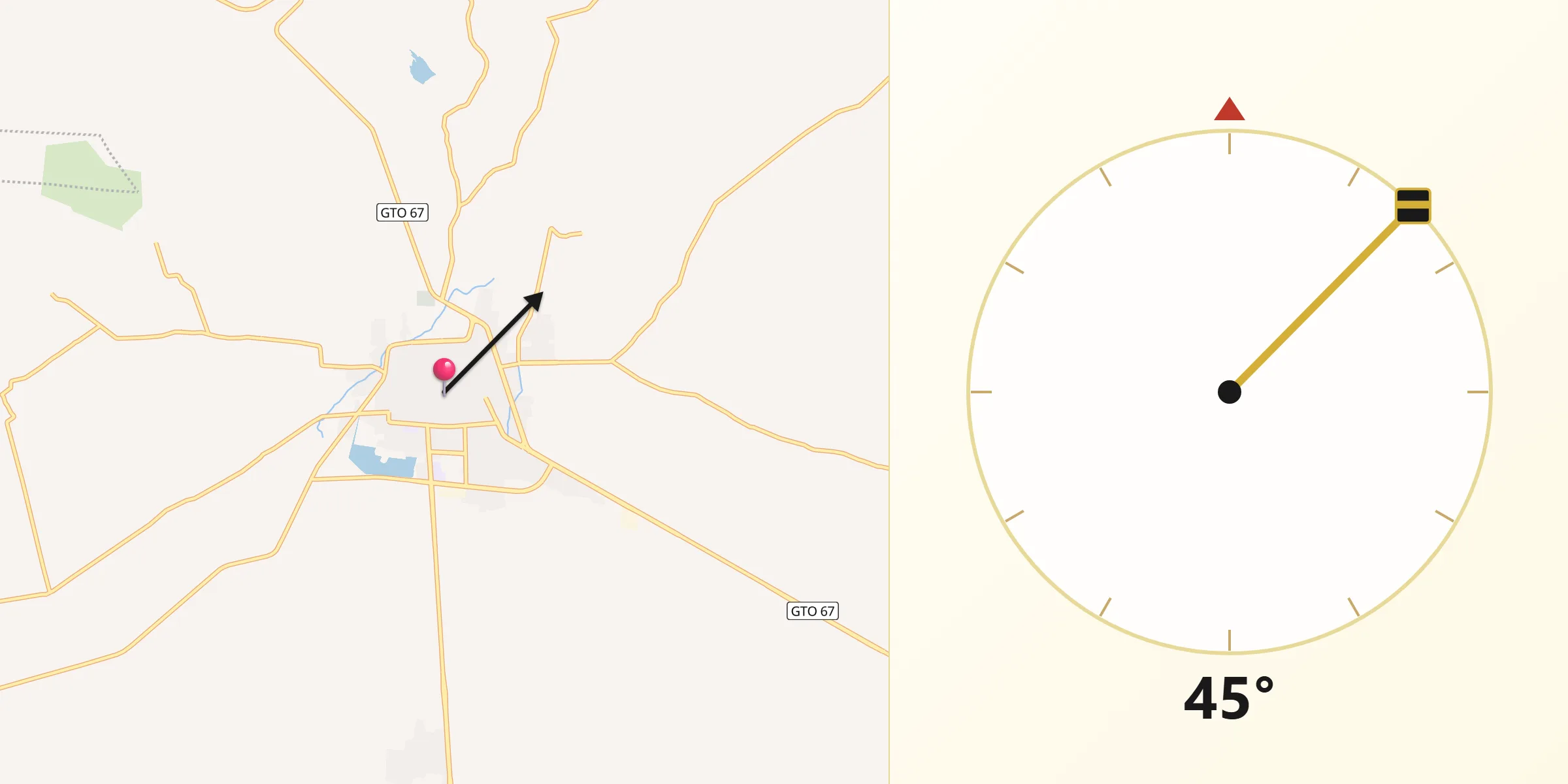 Dirección de la Qibla desde Santa Cruz de Juventino Rosas