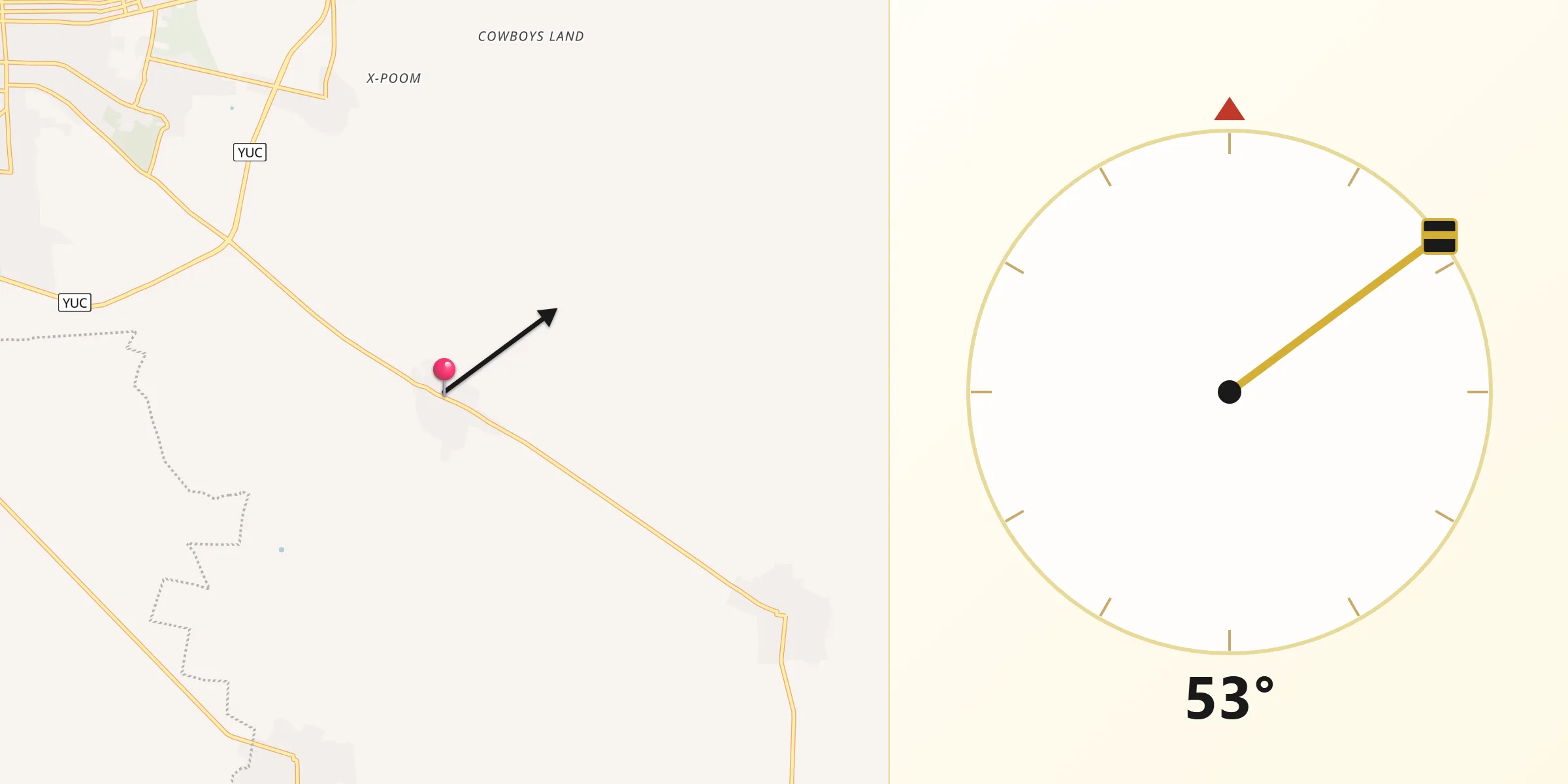 Dirección de la Qibla desde Tixhualactún