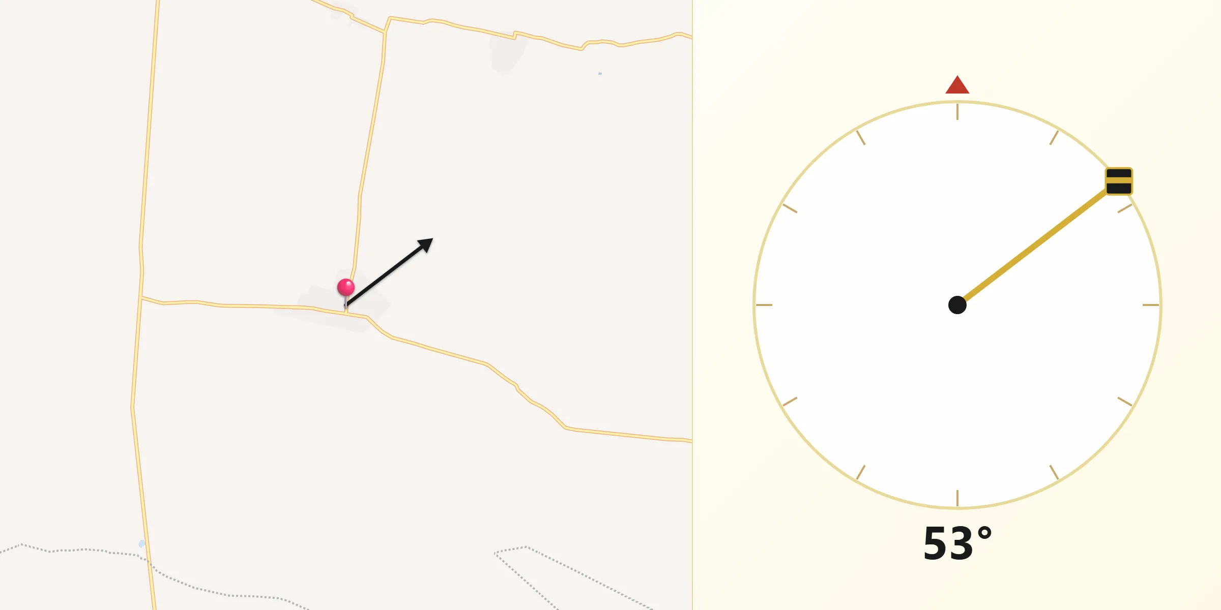Dirección de la Qibla desde Abala