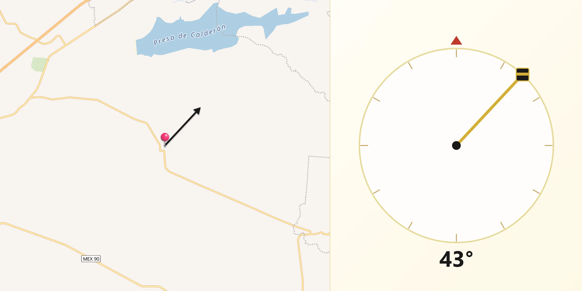 Dirección de la Qibla desde San José de las Flores