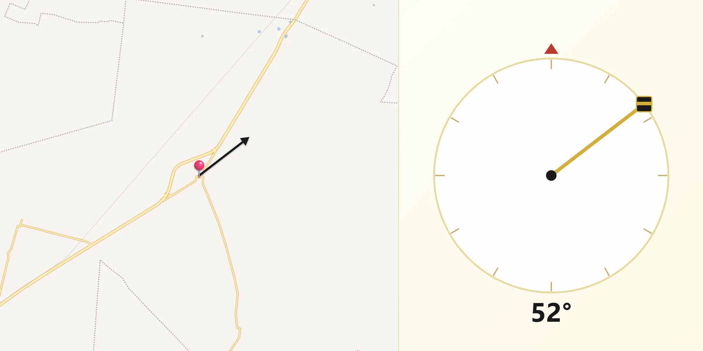Dirección de la Qibla desde Kopoma