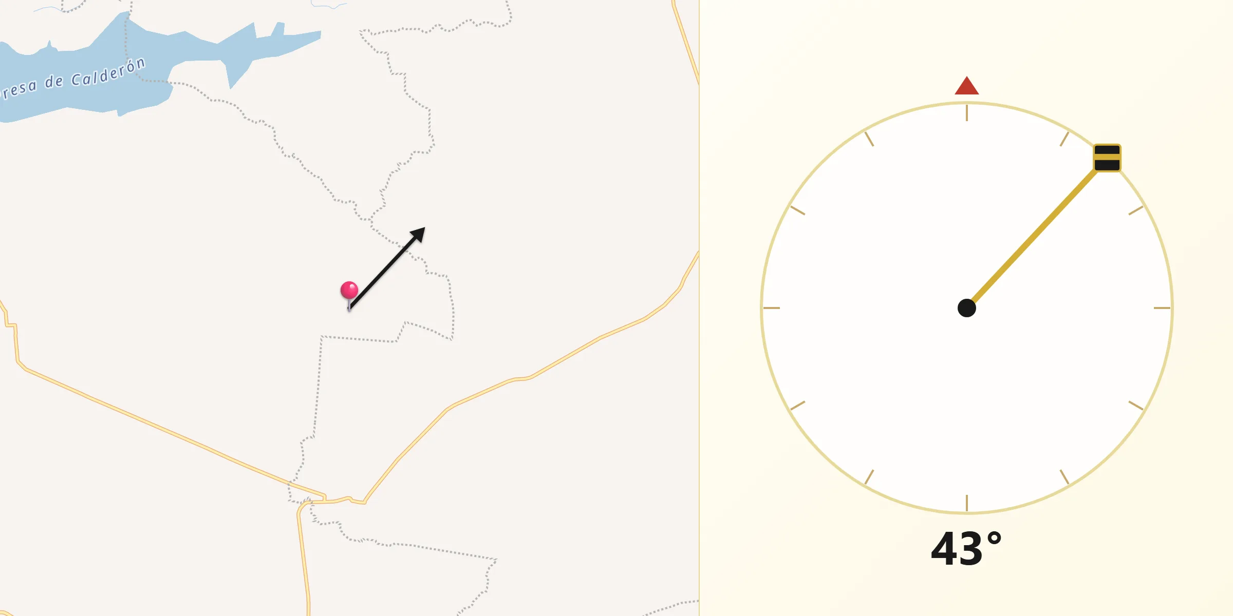 Dirección de la Qibla desde Corralillos