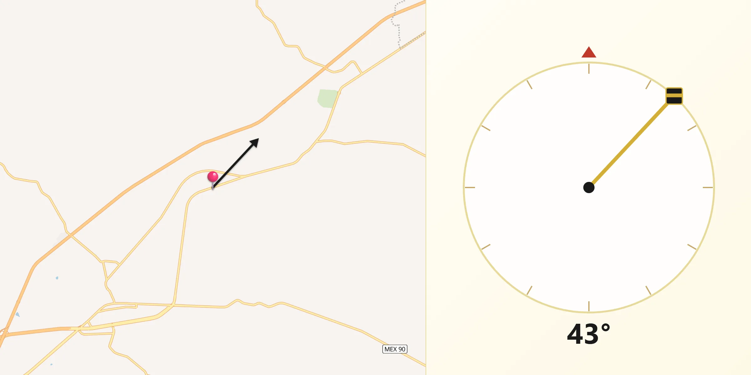 Dirección de la Qibla desde El Salto de las Peñas