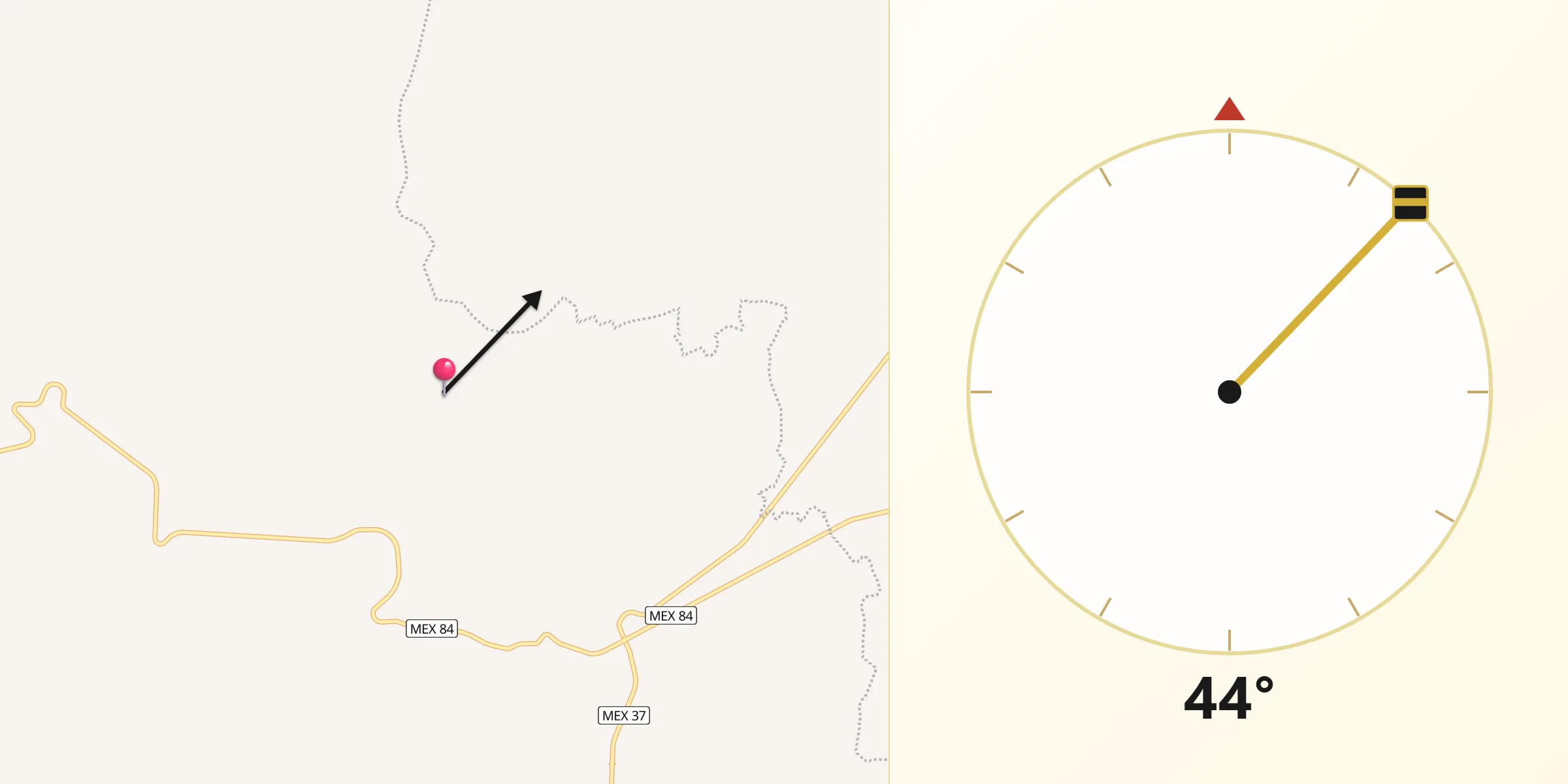 Dirección de la Qibla desde El Amarradero