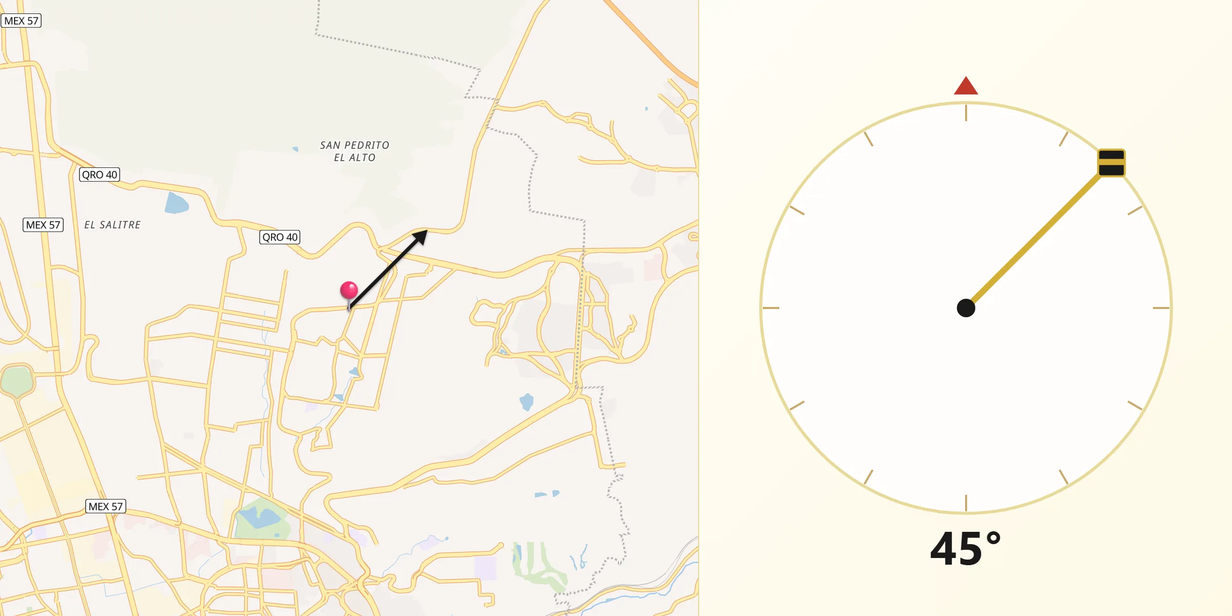 Dirección de la Qibla desde San José el Alto