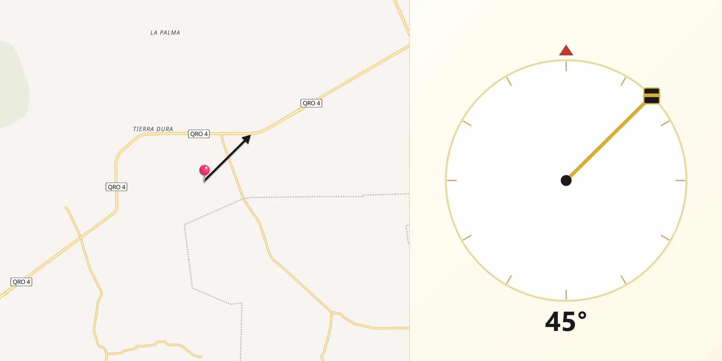 Dirección de la Qibla desde Urecho