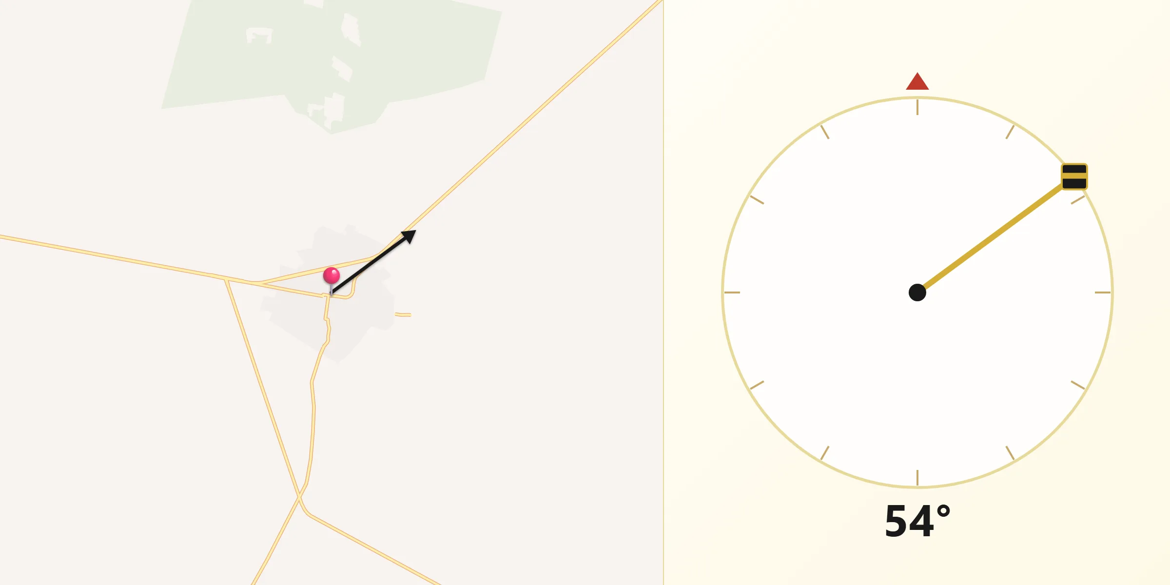 Dirección de la Qibla desde Chemax