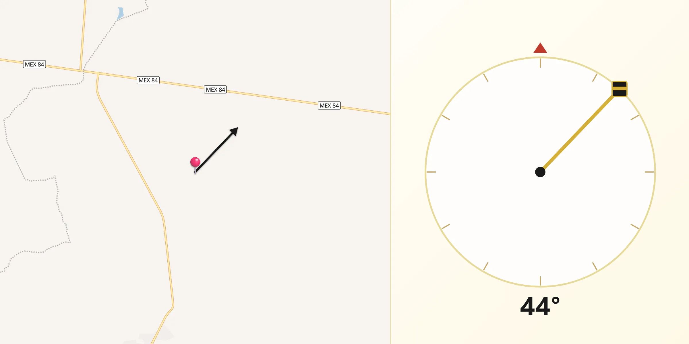 Dirección de la Qibla desde El Capulín de Chávez