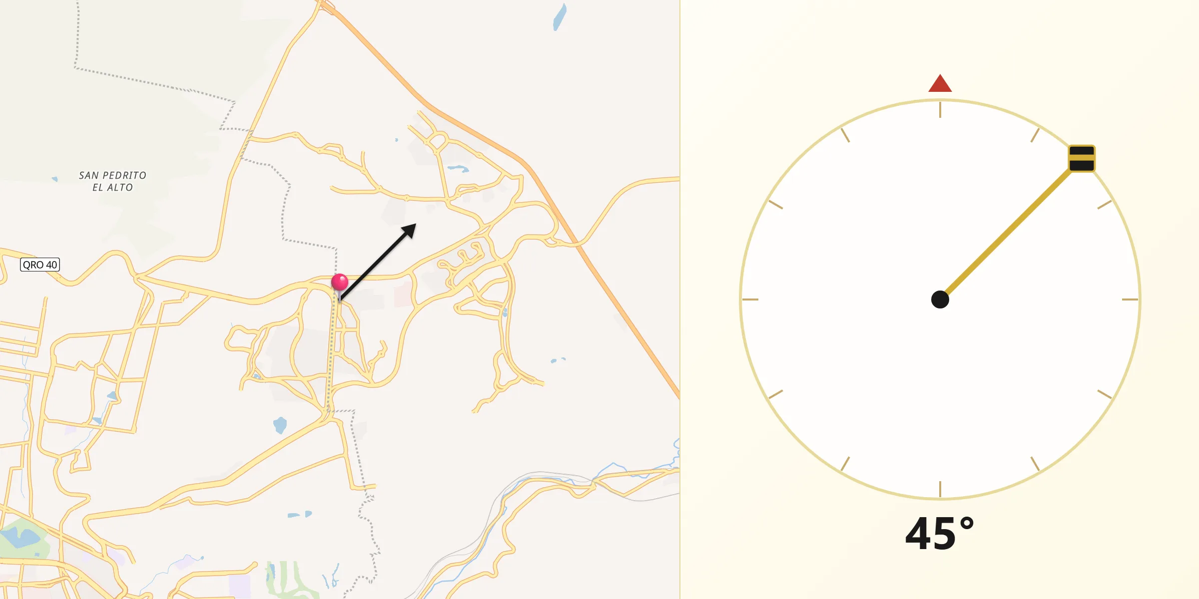 Dirección de la Qibla desde La Pradera