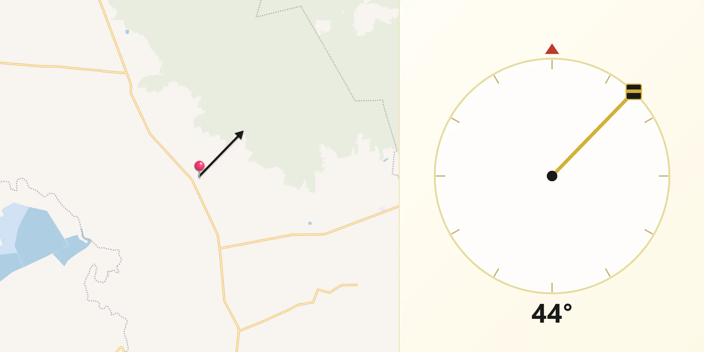 Dirección de la Qibla desde Loma de la Esperanza