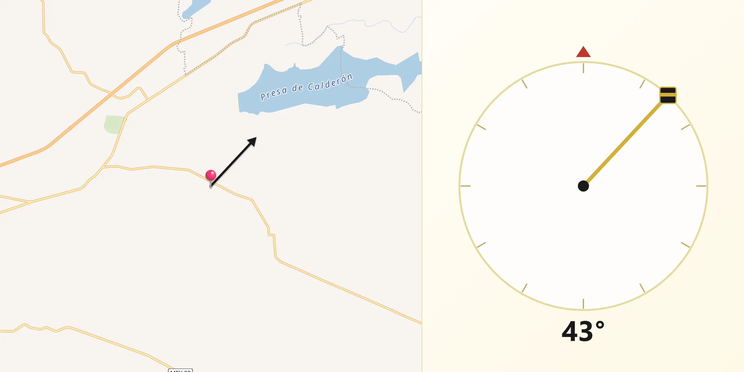 Dirección de la Qibla desde Bicercio