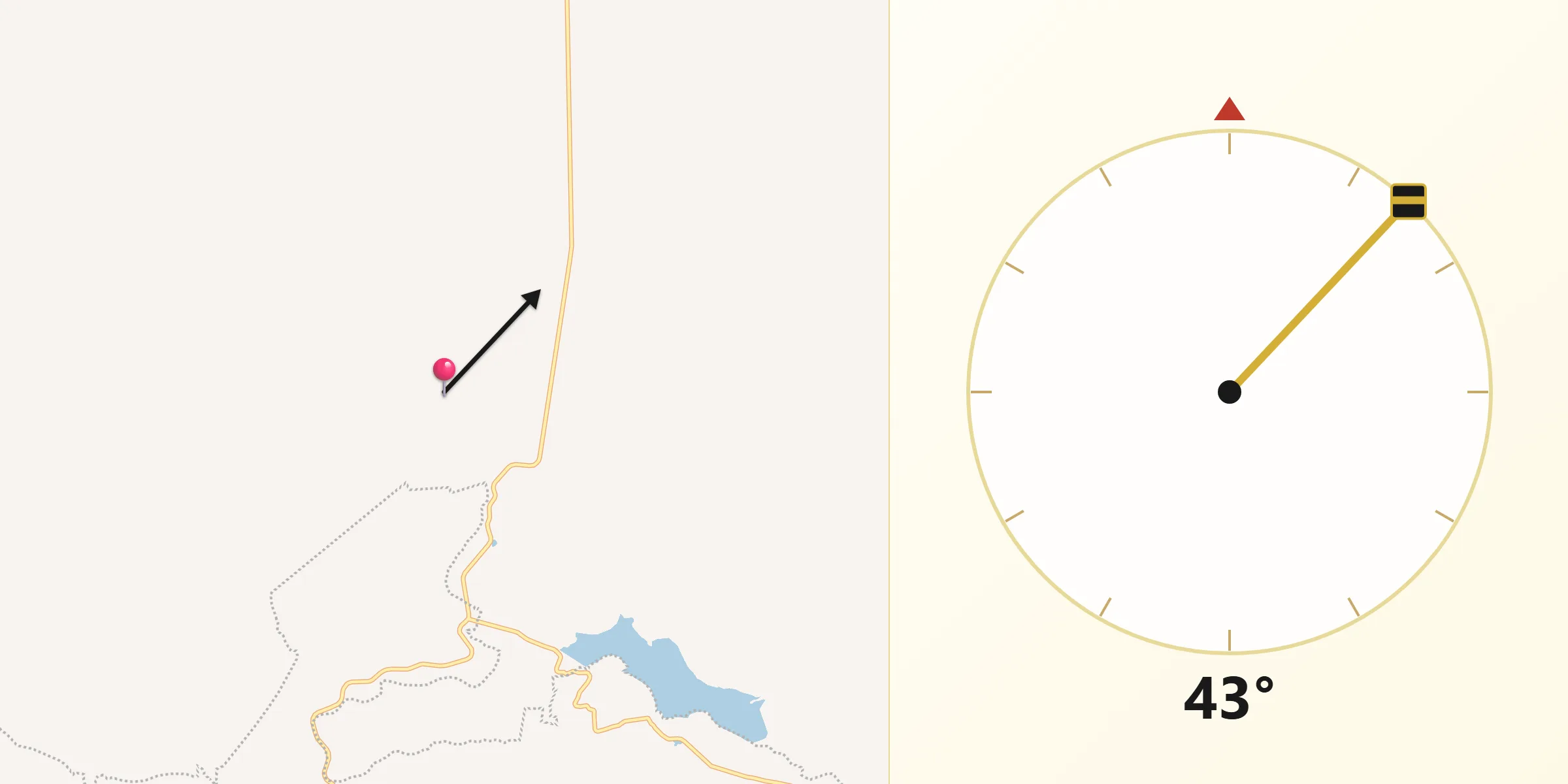 Dirección de la Qibla desde La Ciénega