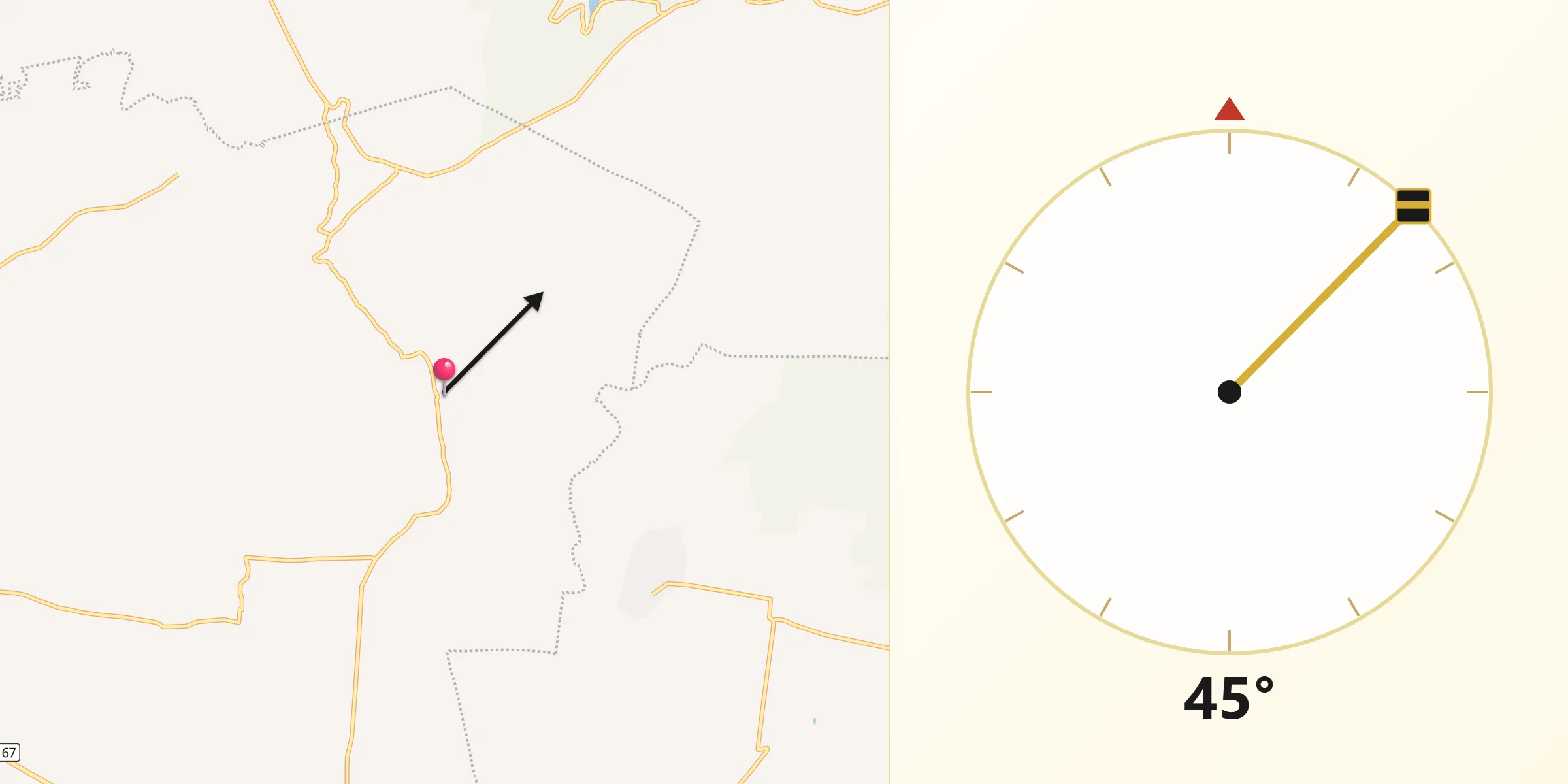 Dirección de la Qibla desde Rincón del Centeno