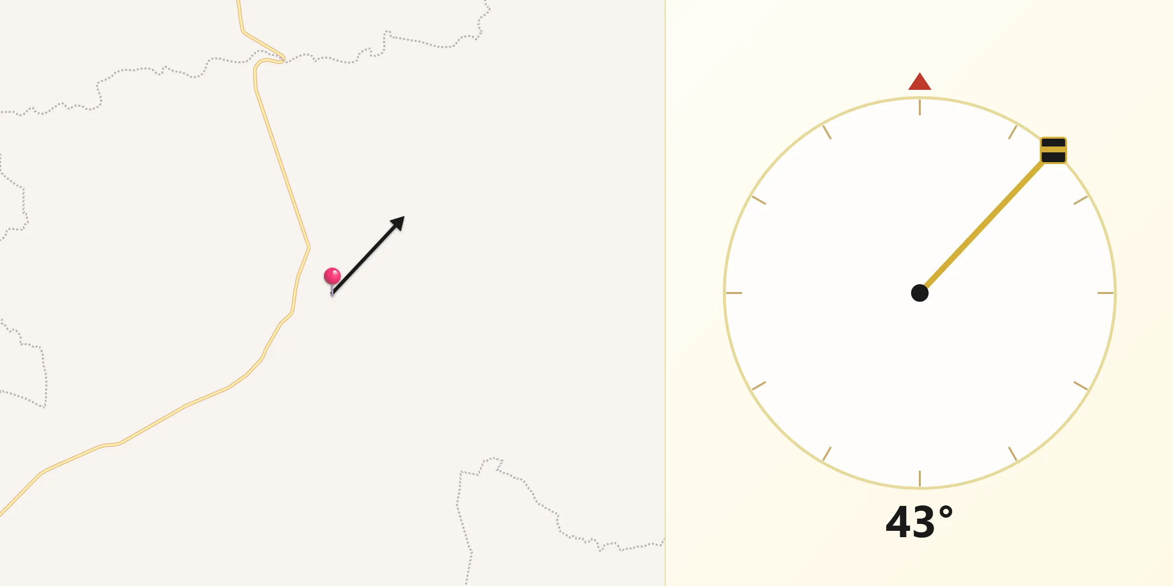 Dirección de la Qibla desde Capilla de Milpillas