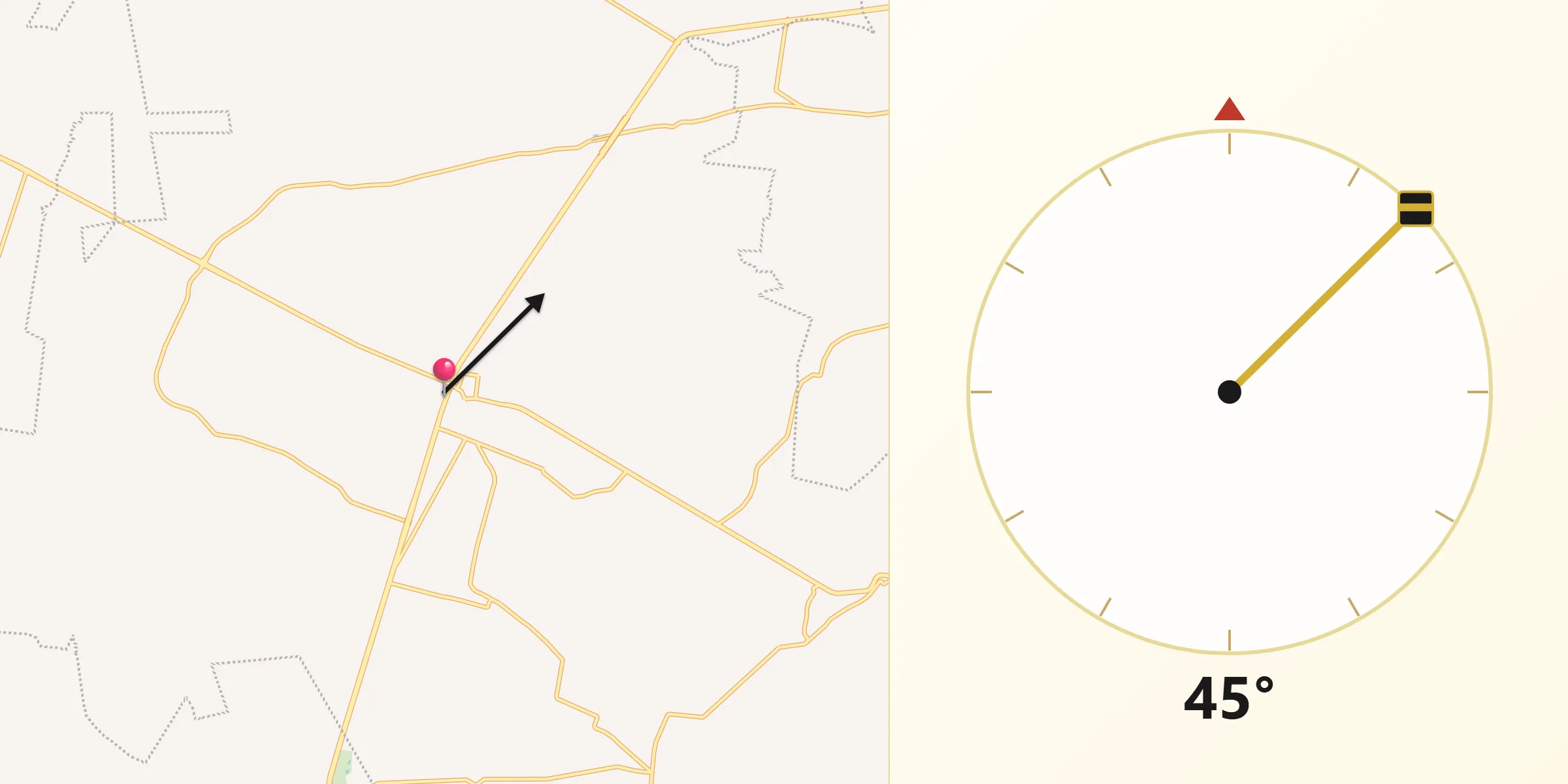 Dirección de la Qibla desde Ezequiel Montes