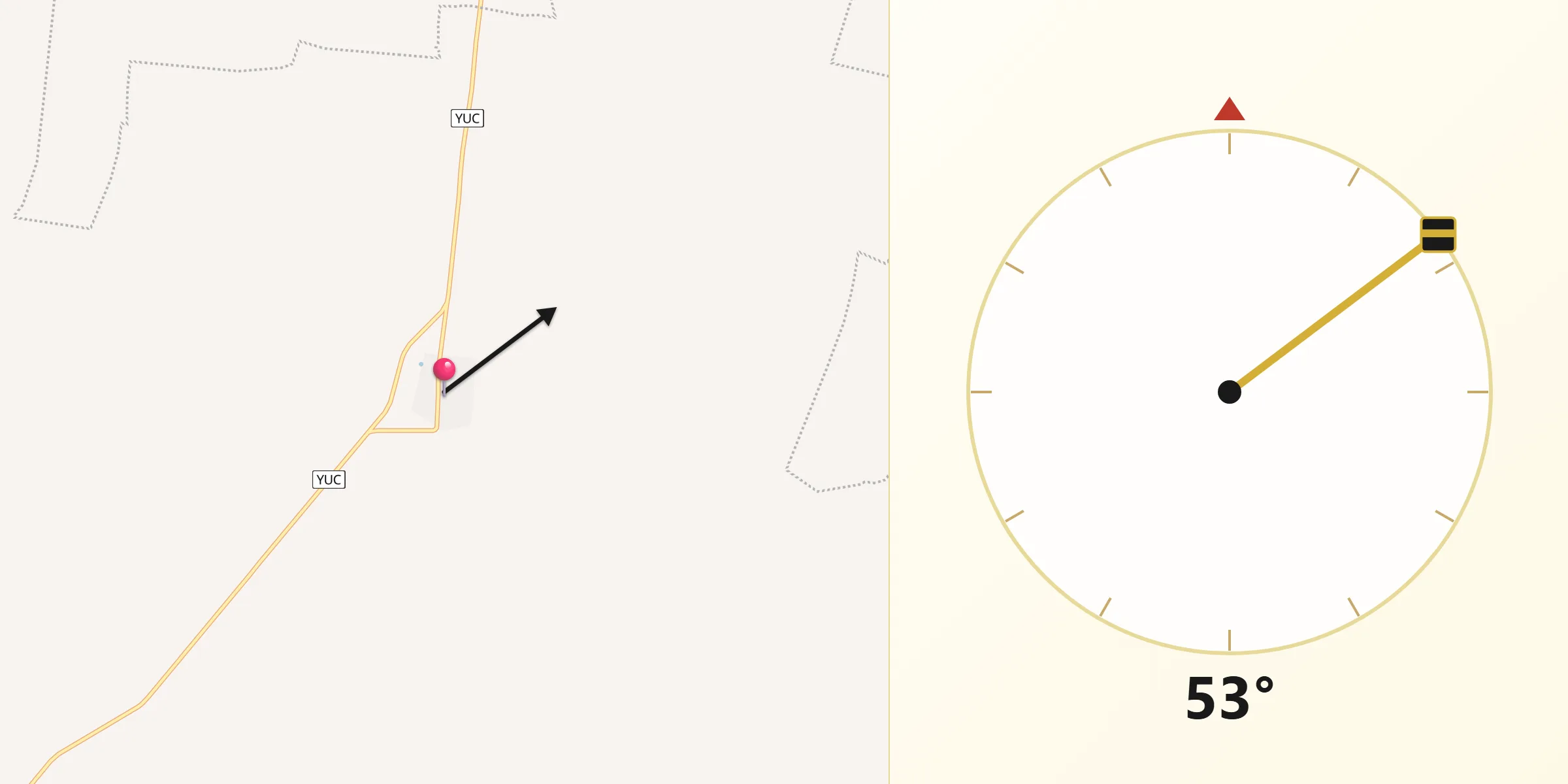 Dirección de la Qibla desde Tibolón