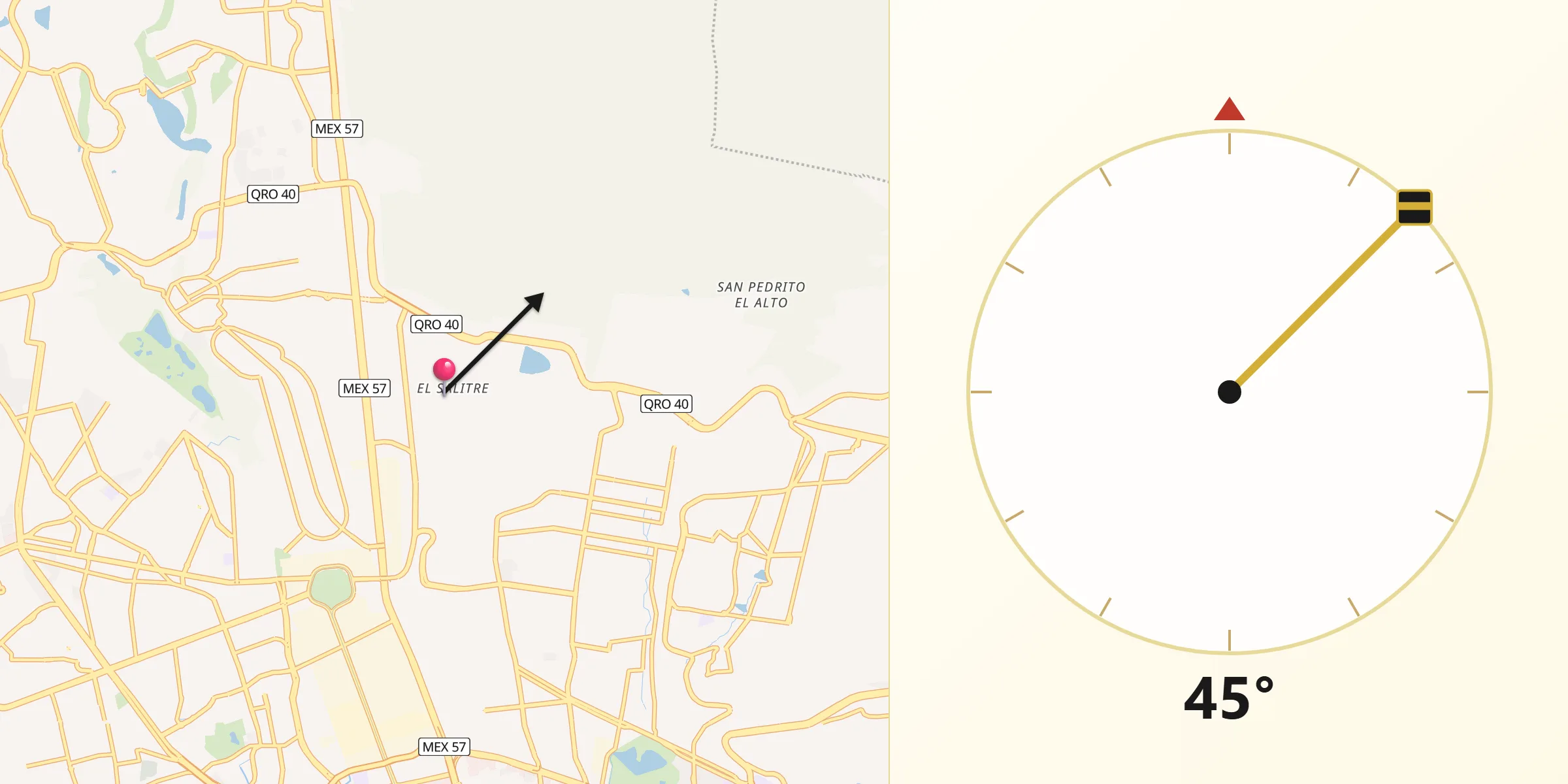 Dirección de la Qibla desde El Salitre