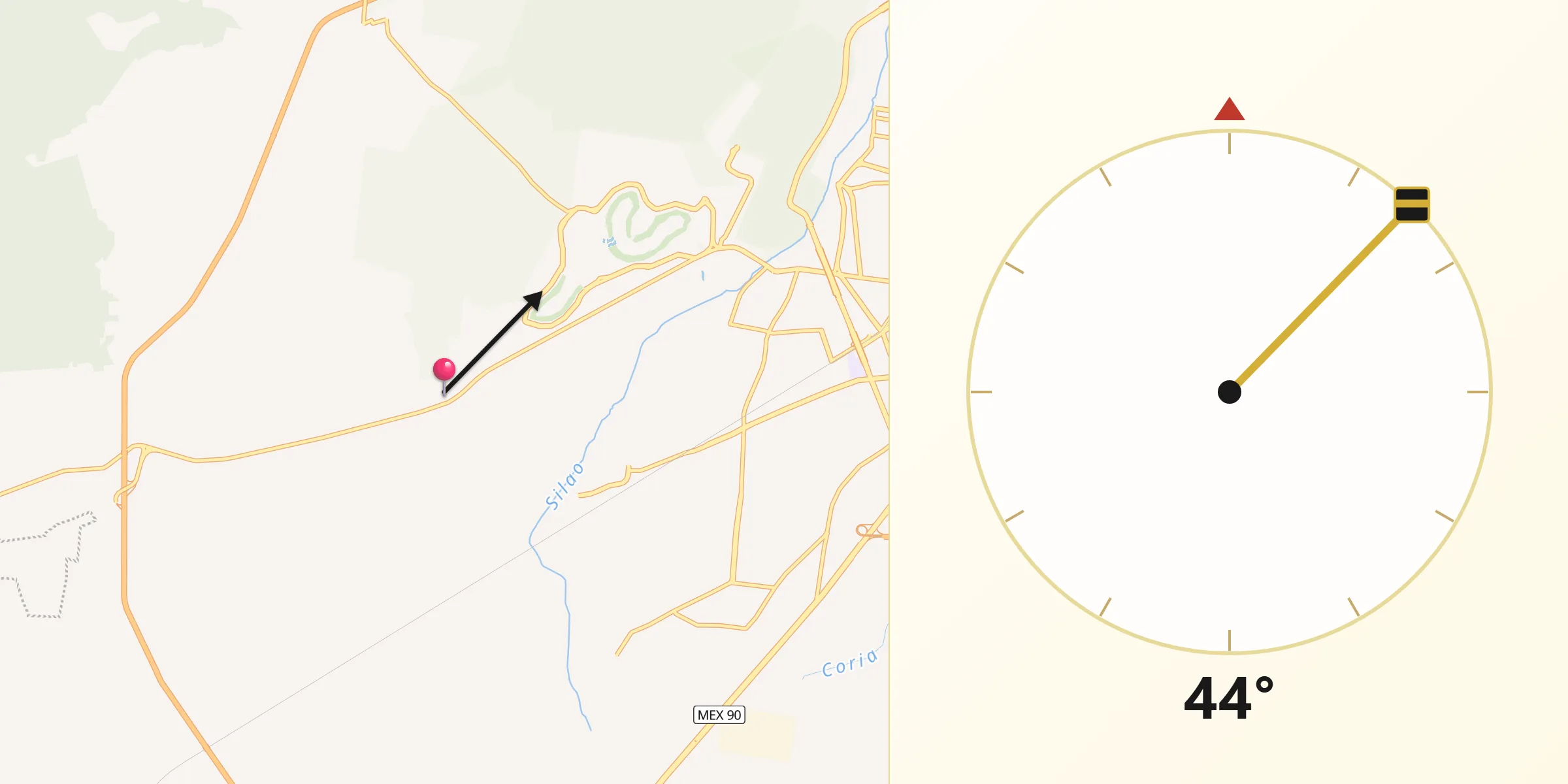 Dirección de la Qibla desde San Javier