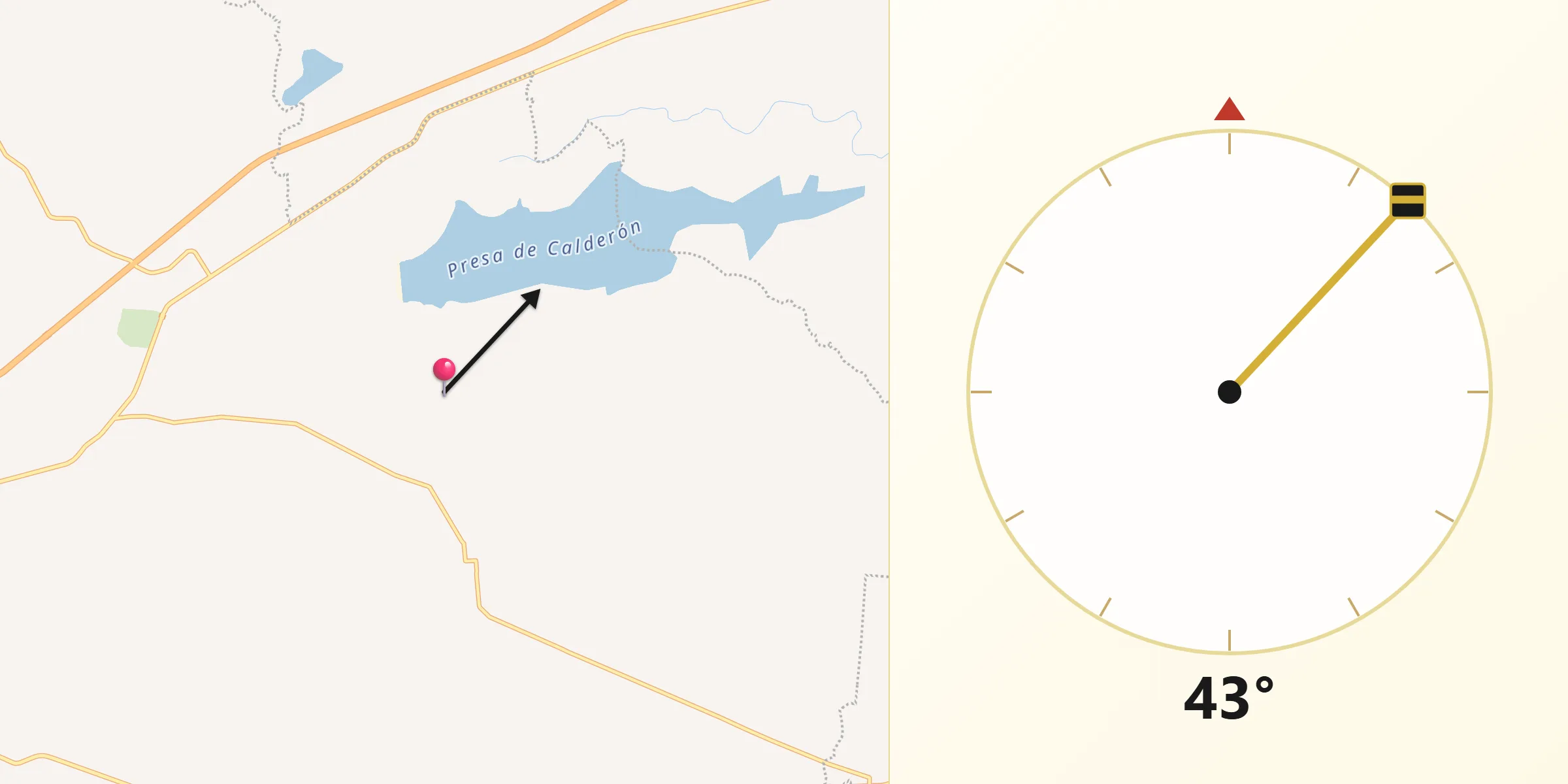 Dirección de la Qibla desde Agua Bermeja