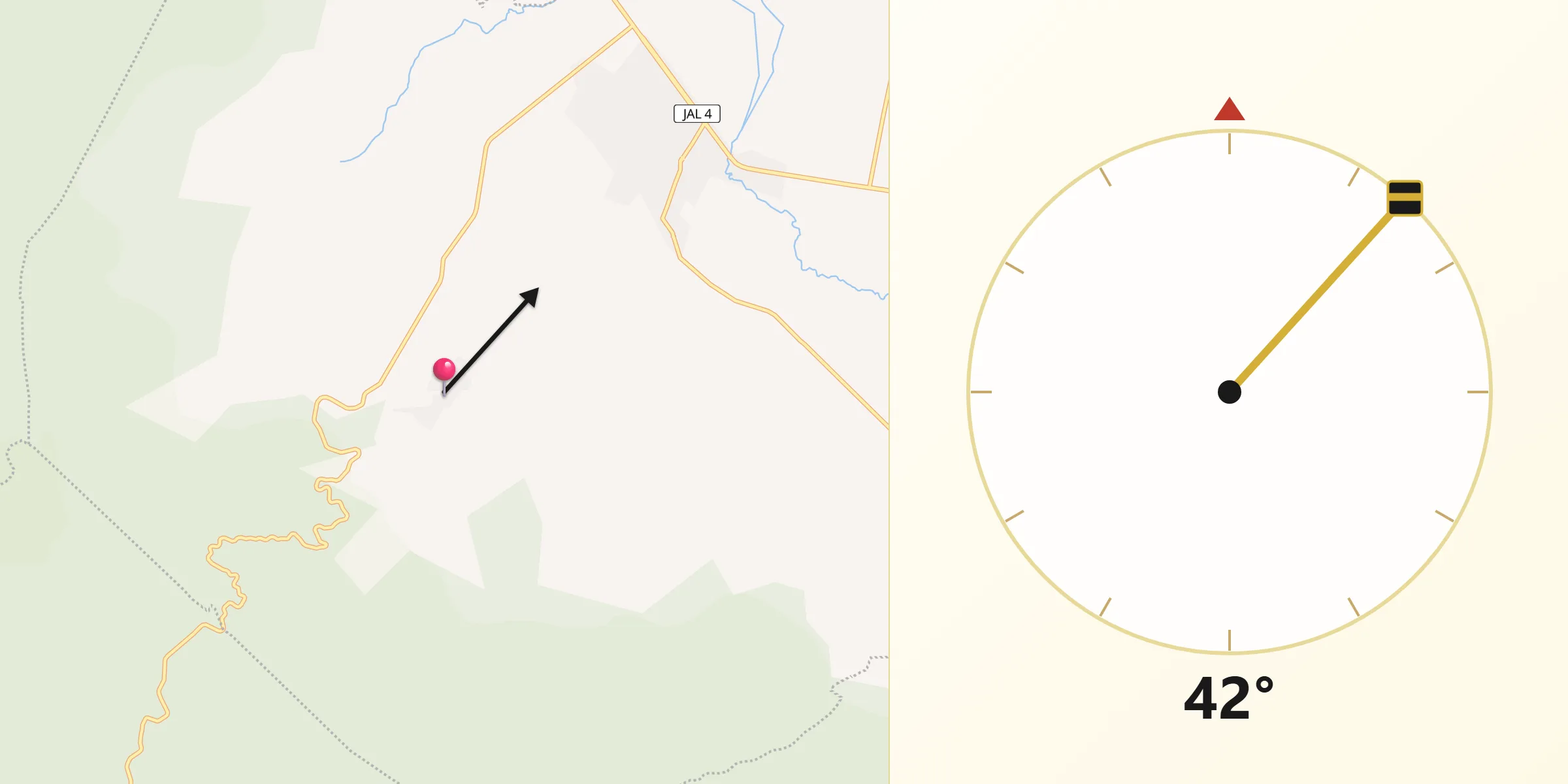 Dirección de la Qibla desde Santa Cruz de Barcenas