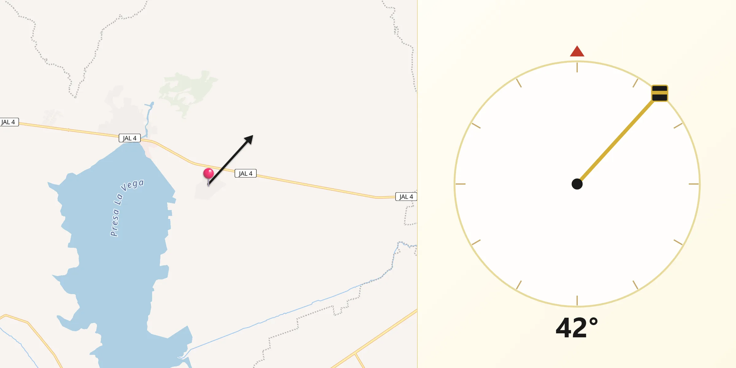 Dirección de la Qibla desde La Estanzuela