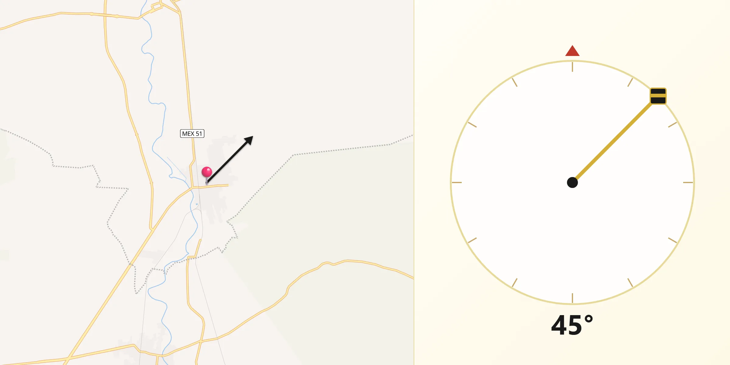 Dirección de la Qibla desde Empalme Escobedo