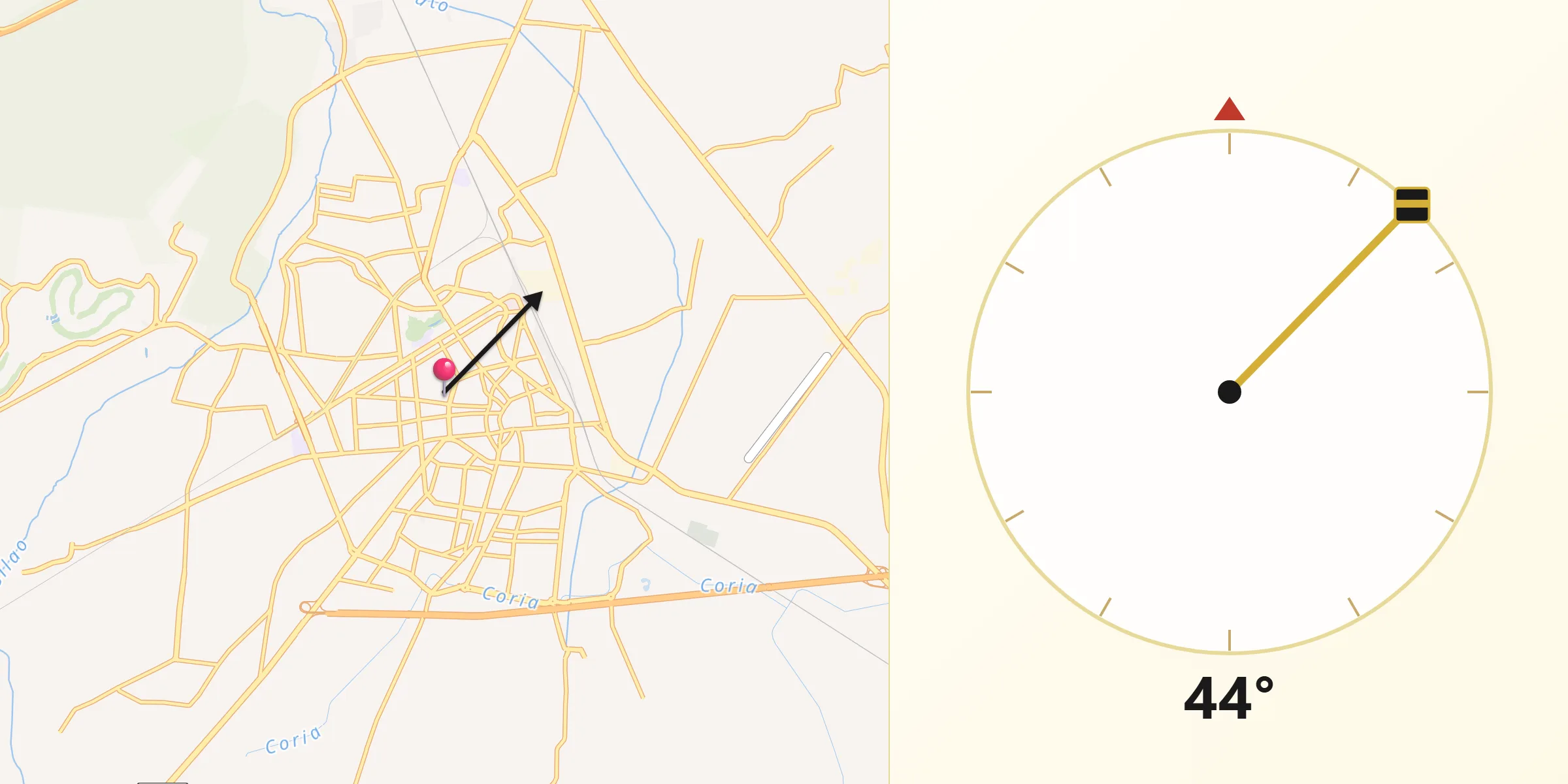 Dirección de la Qibla desde Irapuato