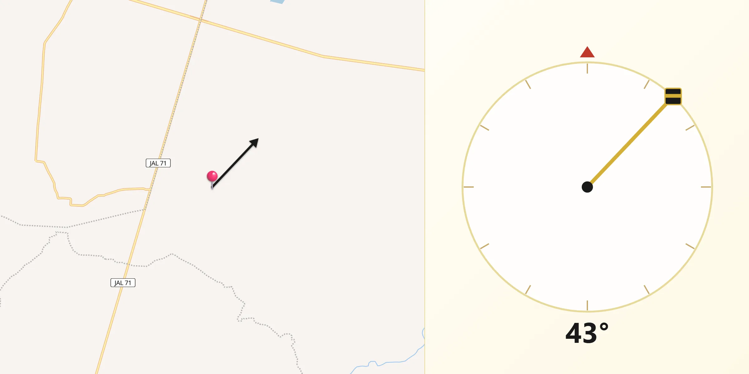 Dirección de la Qibla desde Agua Nueva