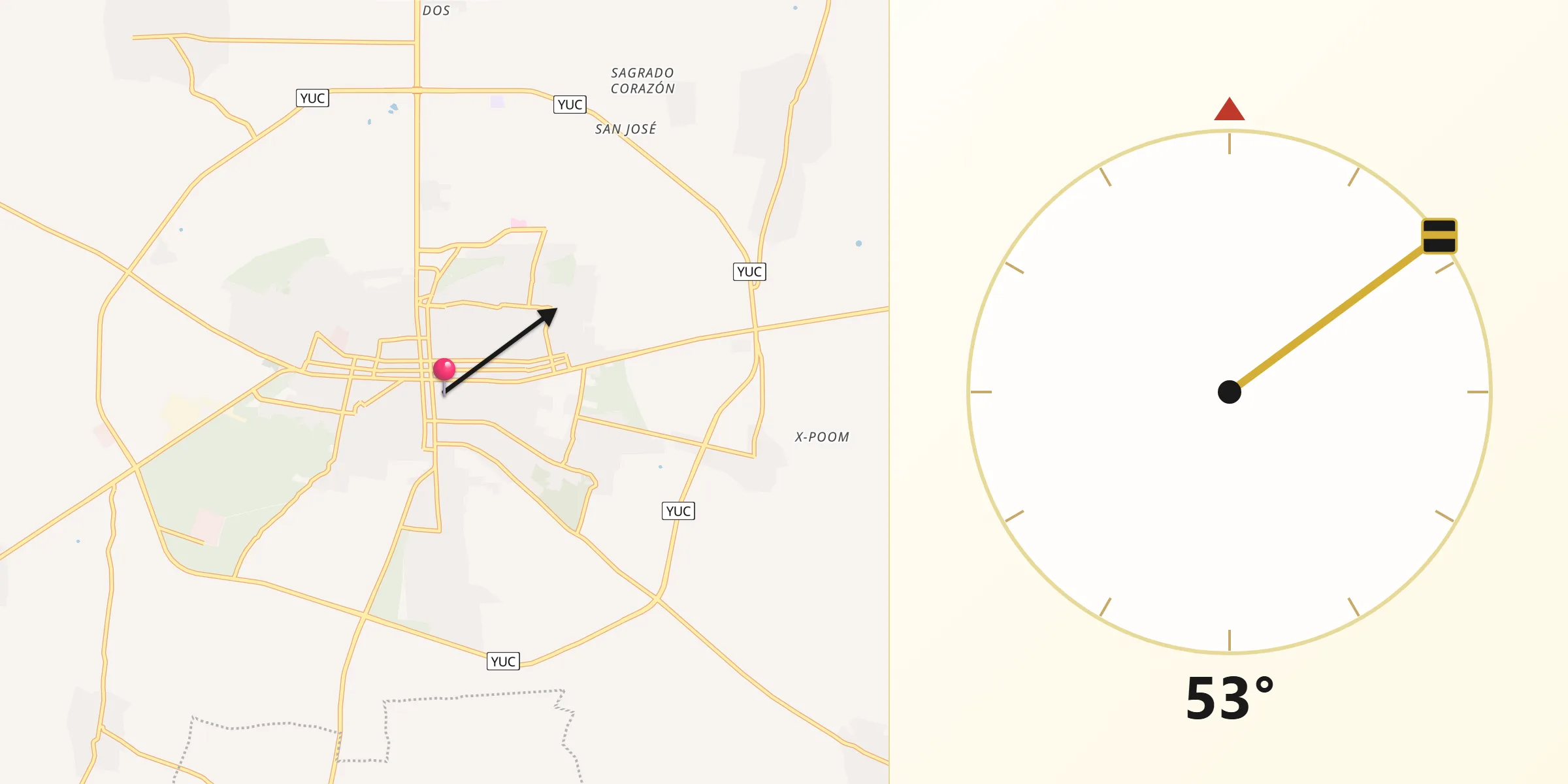Dirección de la Qibla desde Valladolid