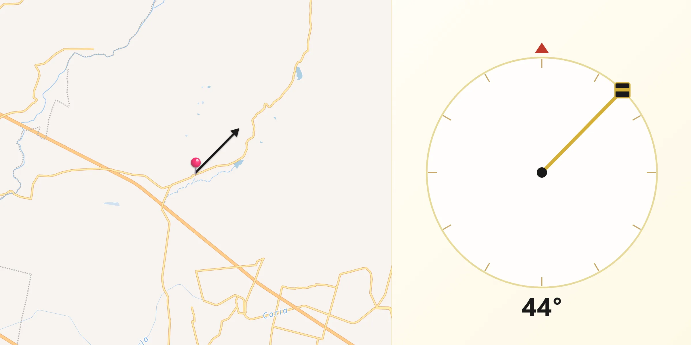Dirección de la Qibla desde San José de Mendoza