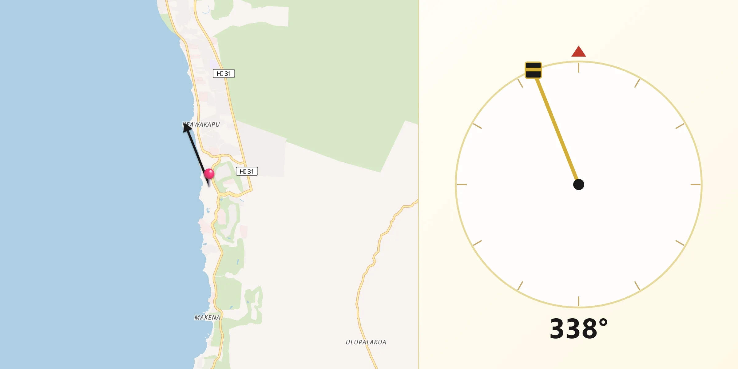 Qibla Direction from Wailea