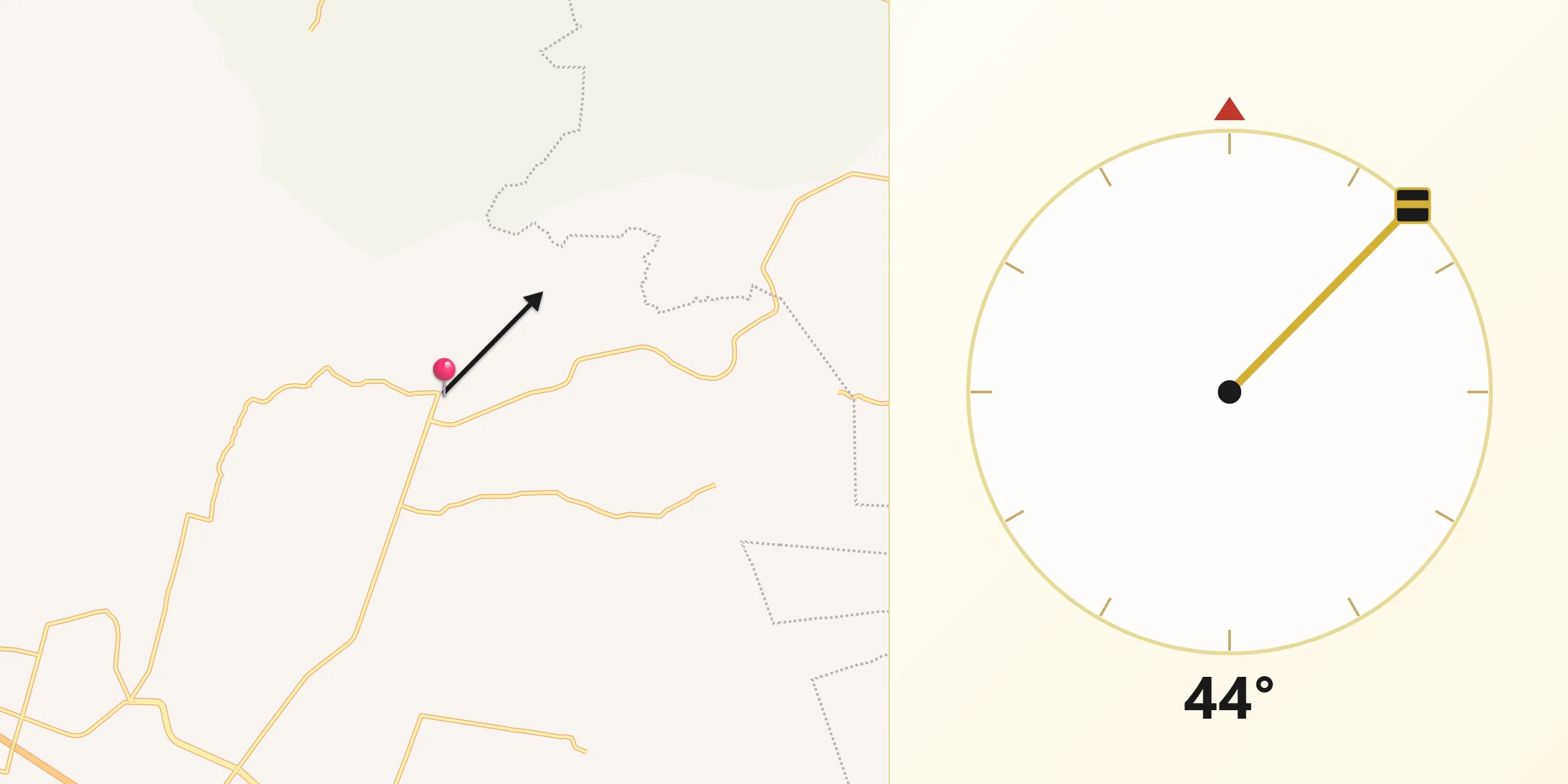 Dirección de la Qibla desde La Ordeña