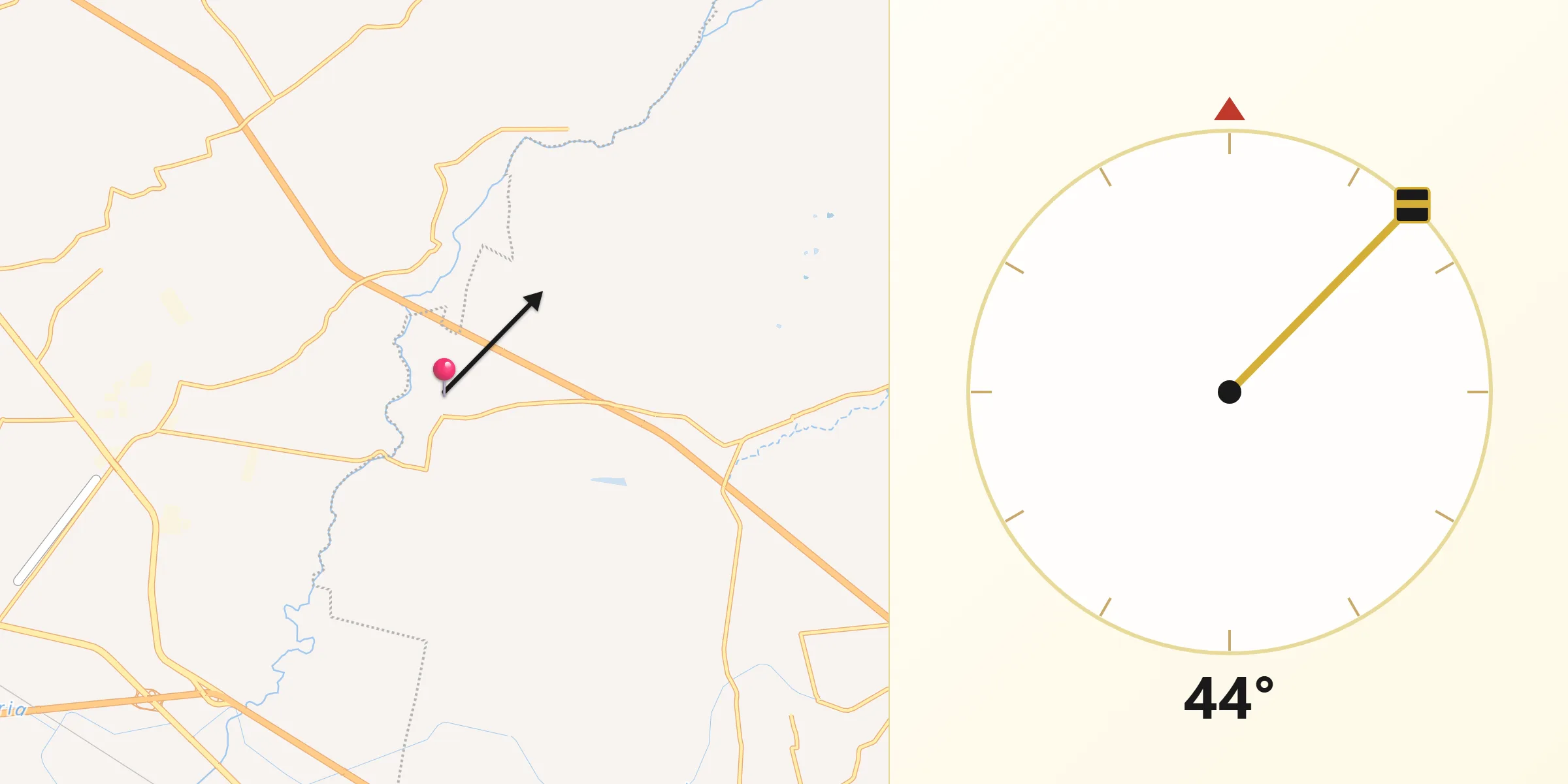 Dirección de la Qibla desde San José Temascatío