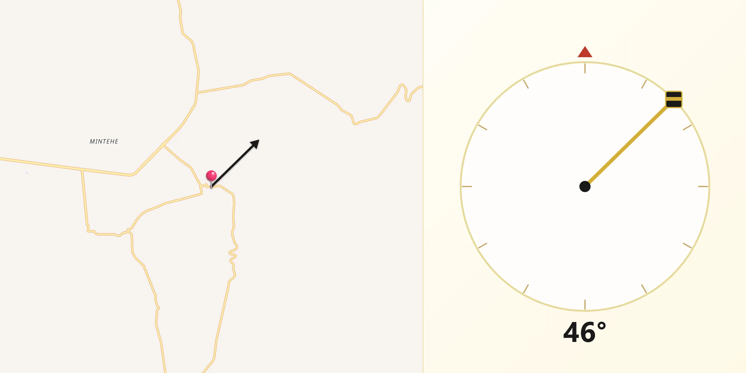 Dirección de la Qibla desde El Palmar
