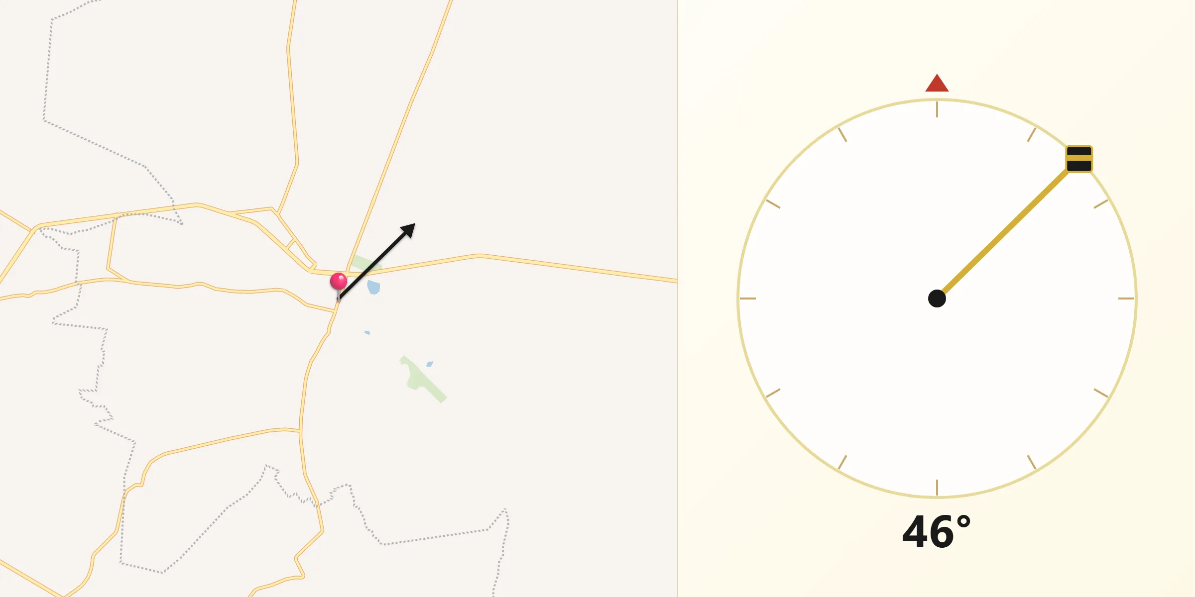 Dirección de la Qibla desde Cadereyta