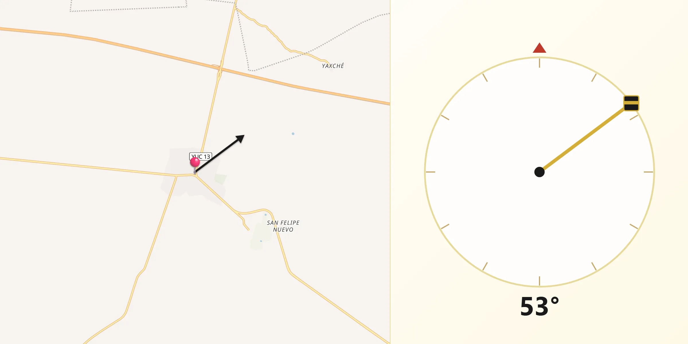 Dirección de la Qibla desde Piste
