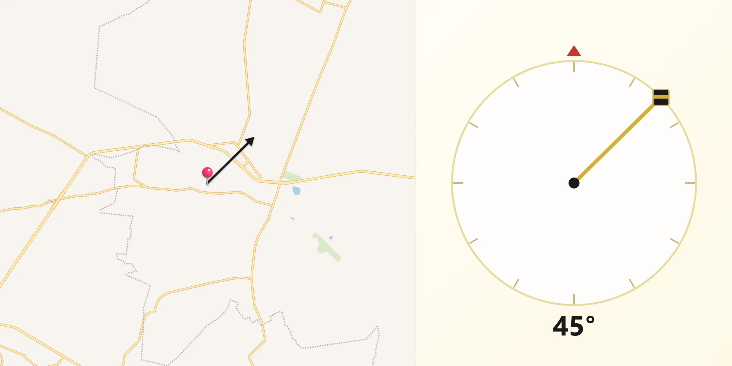 Dirección de la Qibla desde Puerto de Chiquihuite