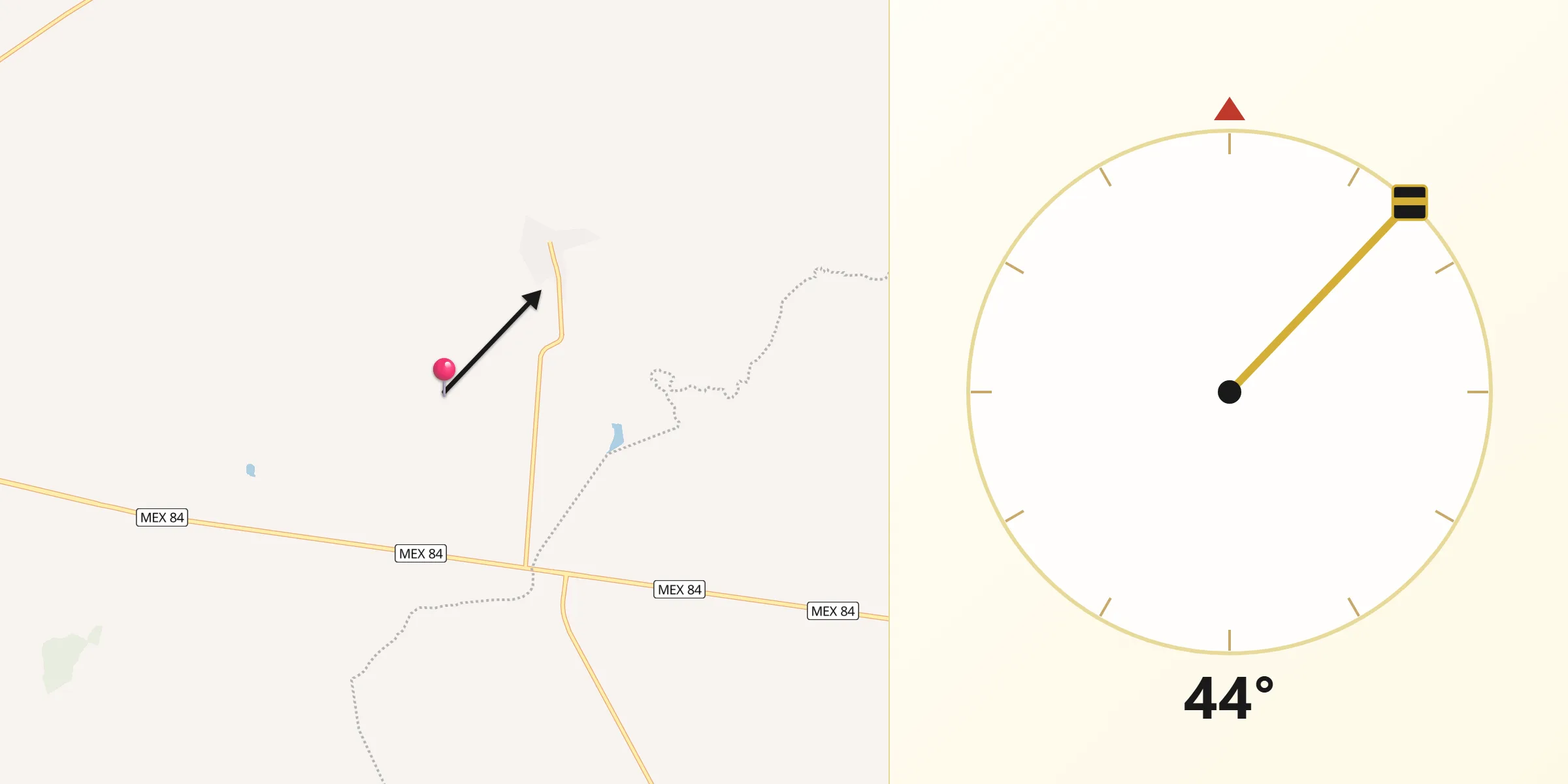 Dirección de la Qibla desde La Rosa de Castilla