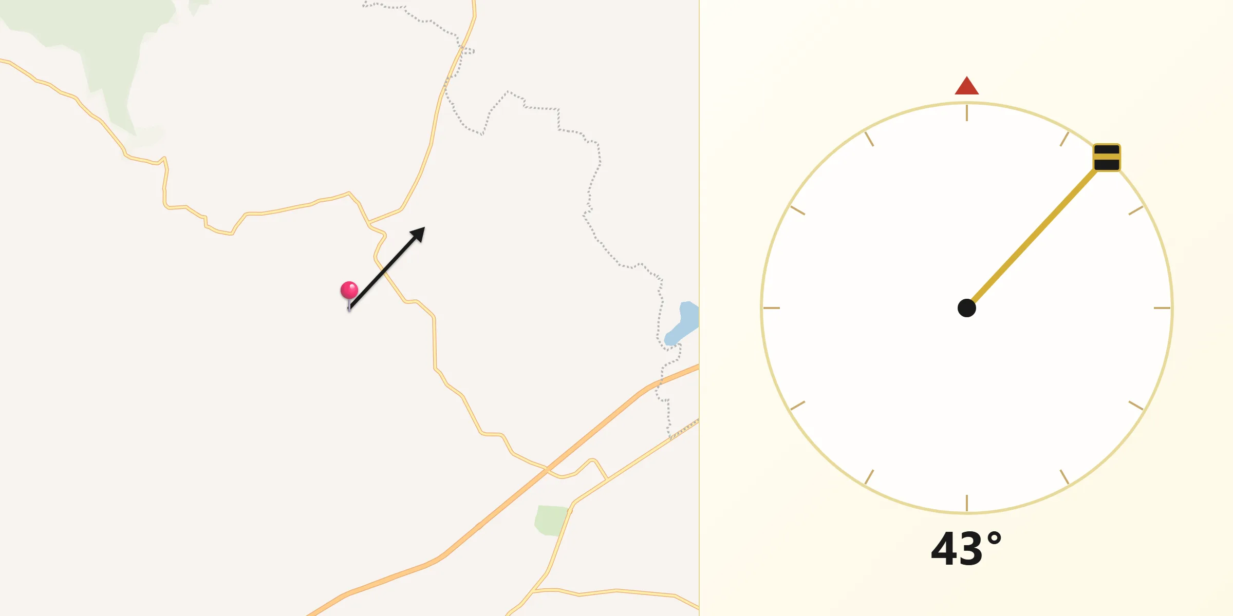 Dirección de la Qibla desde La Joya Grande
