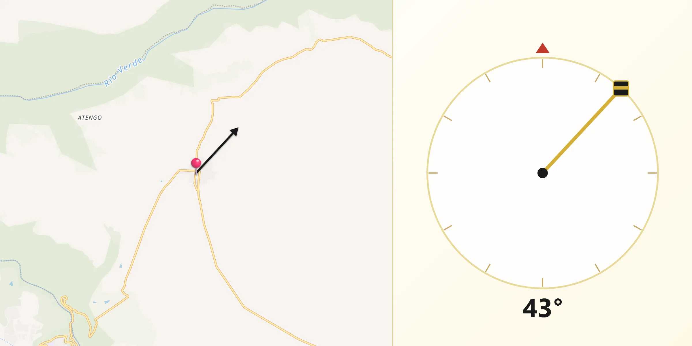 Dirección de la Qibla desde Matatlán