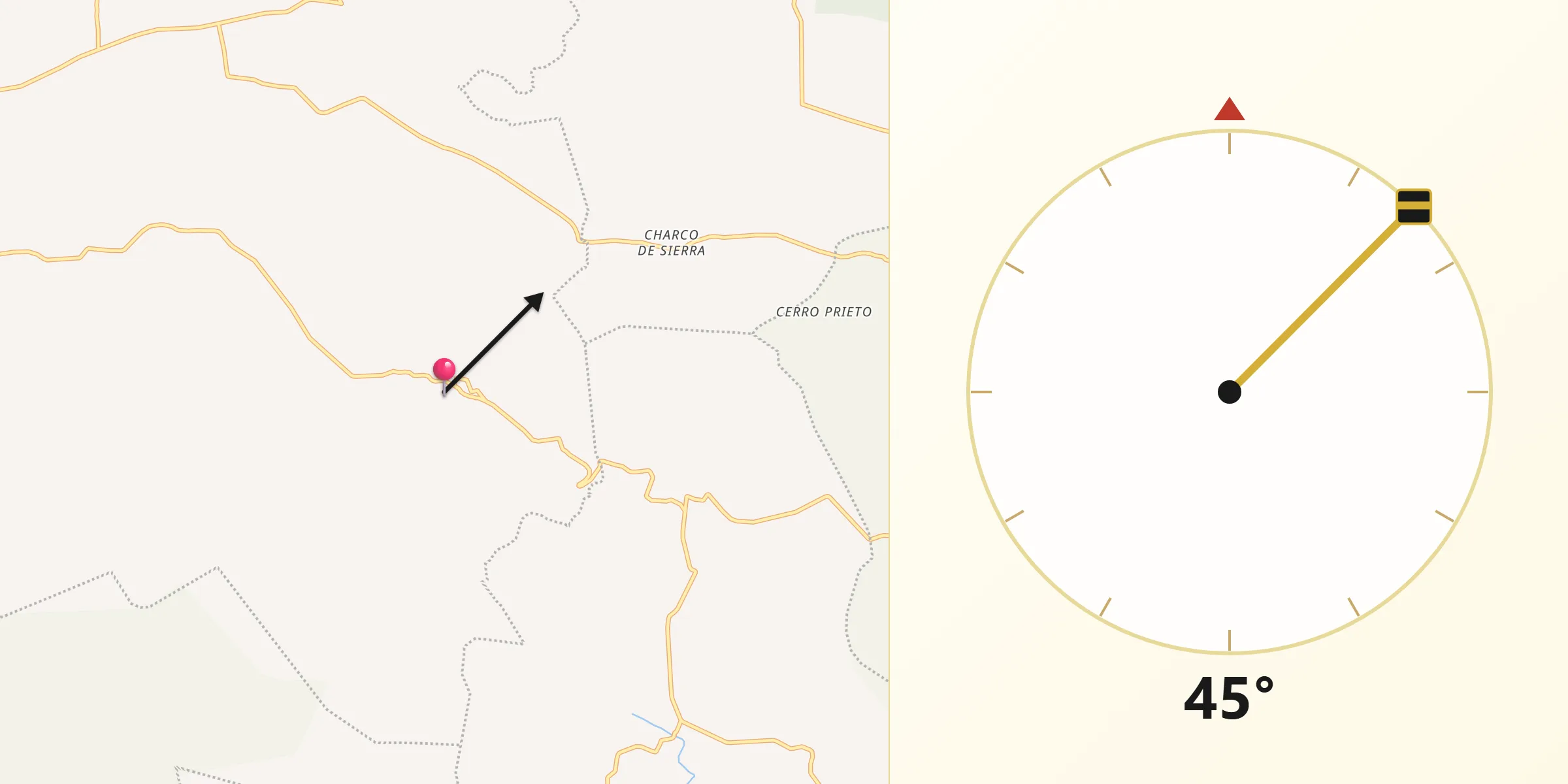 Dirección de la Qibla desde El Picacho