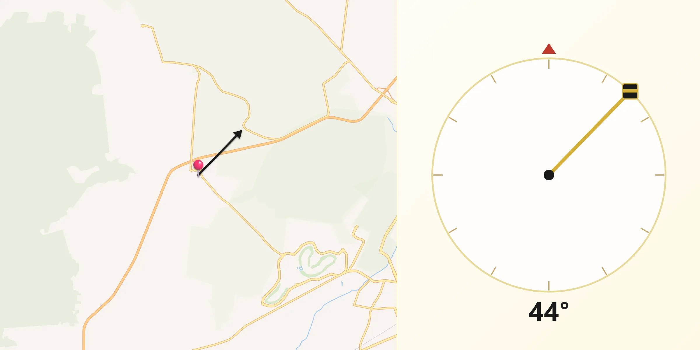 Dirección de la Qibla desde La Caja