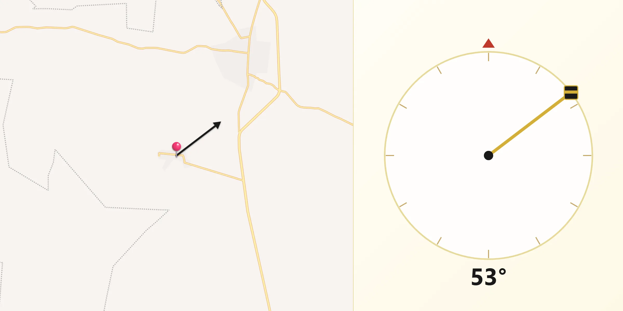 Dirección de la Qibla desde Lepan