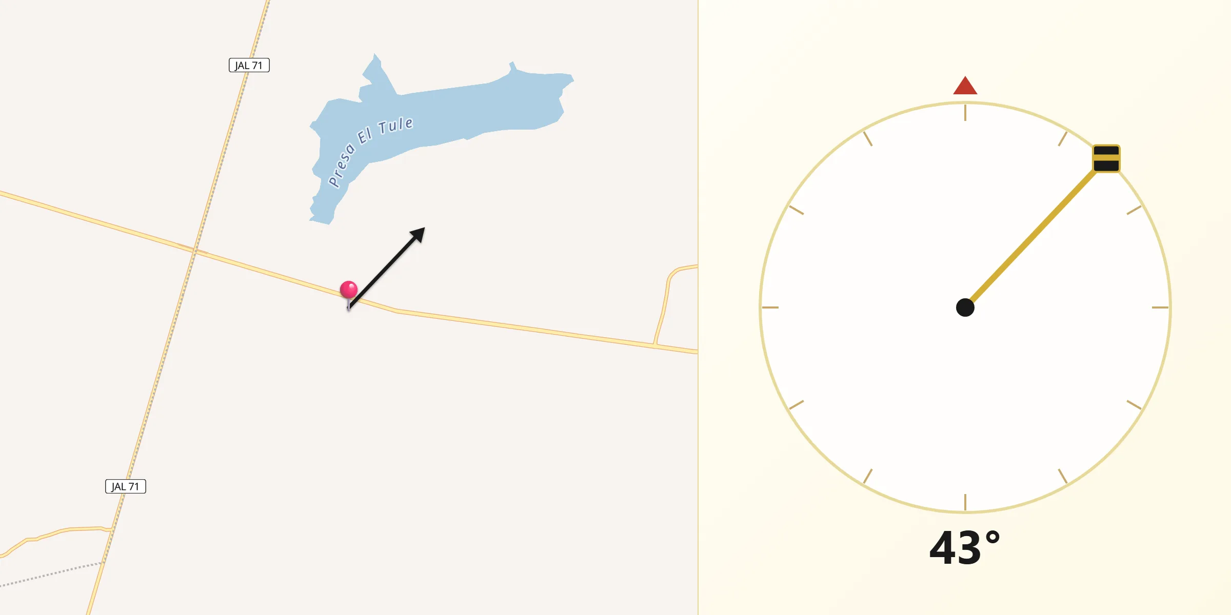Dirección de la Qibla desde Bajío de Ratones