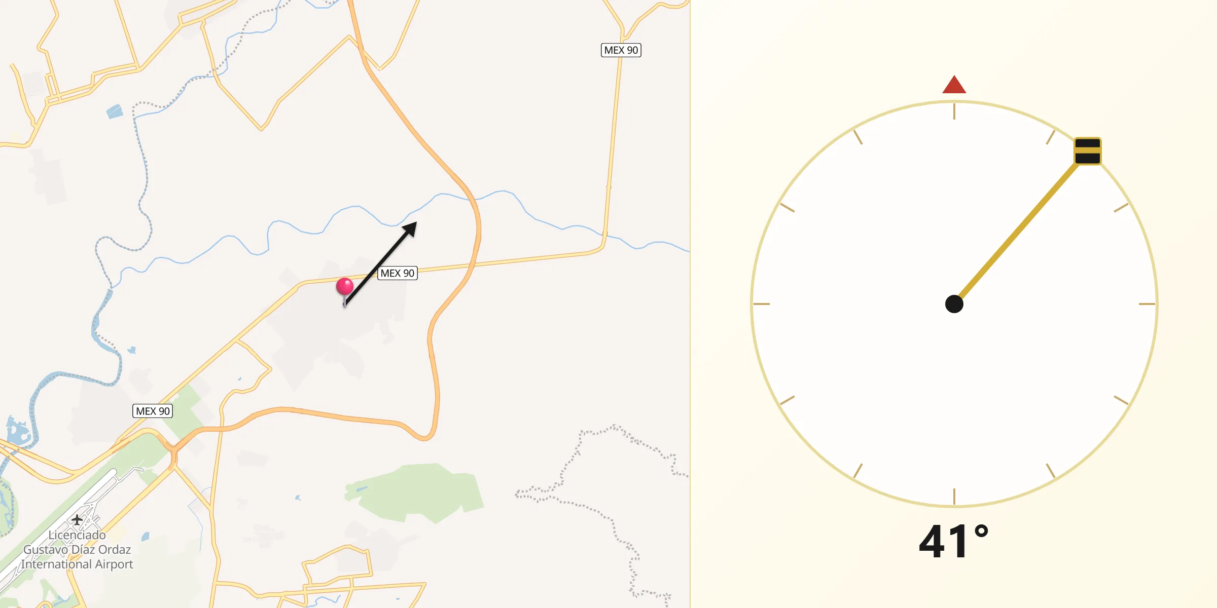 Dirección de la Qibla desde Ixtapa