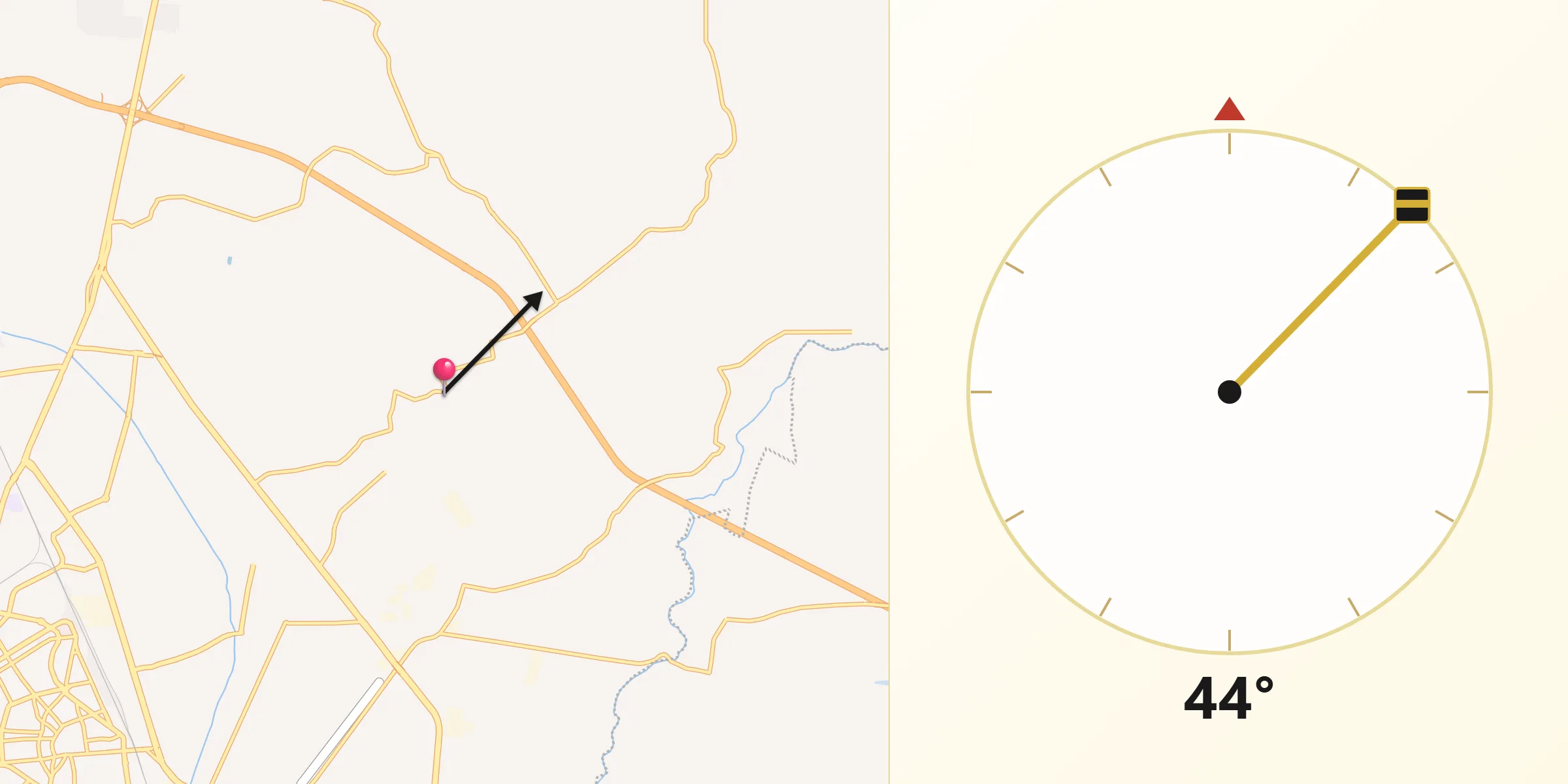 Dirección de la Qibla desde Peñuelas