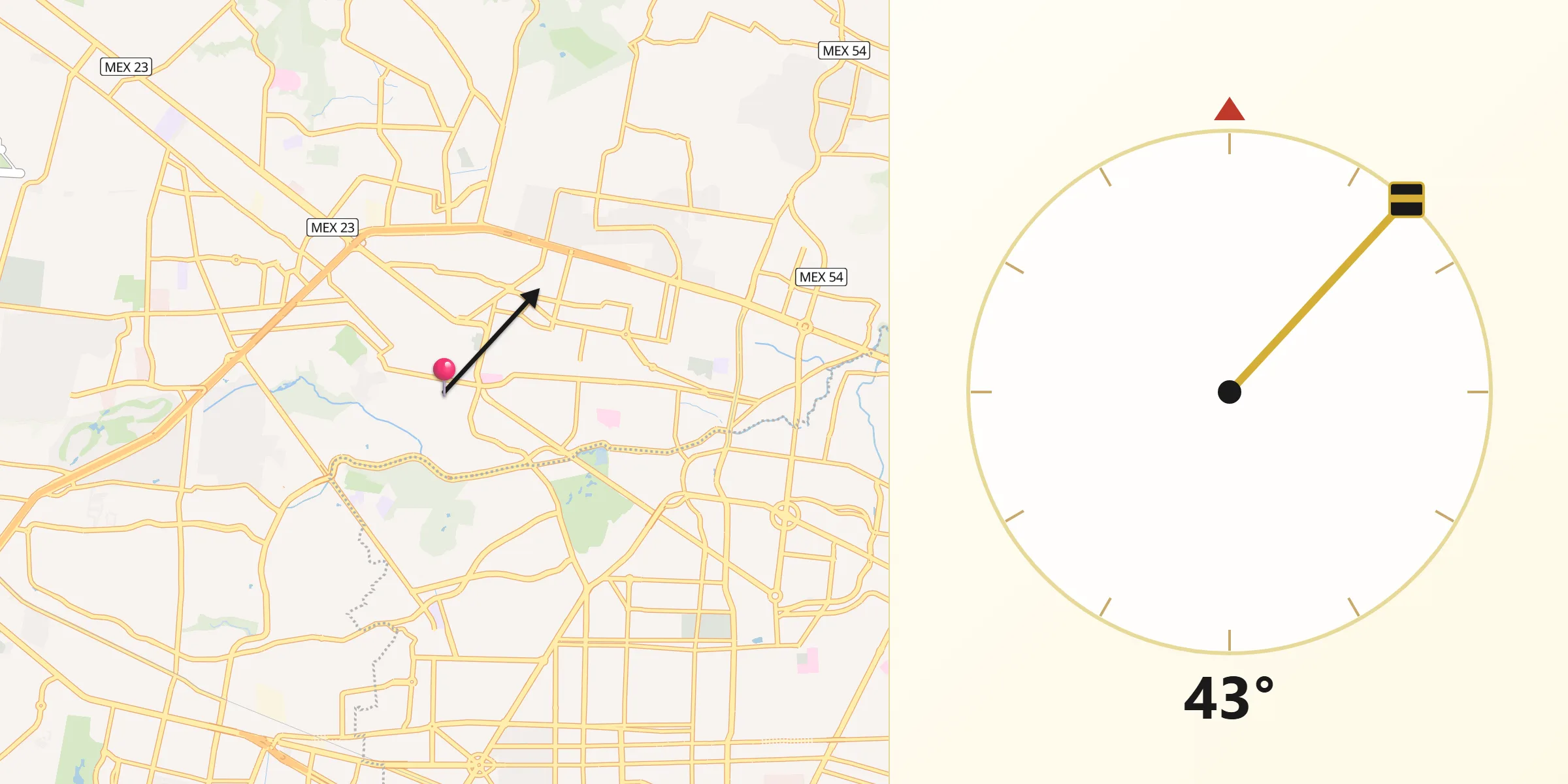 Dirección de la Qibla desde Zapopan