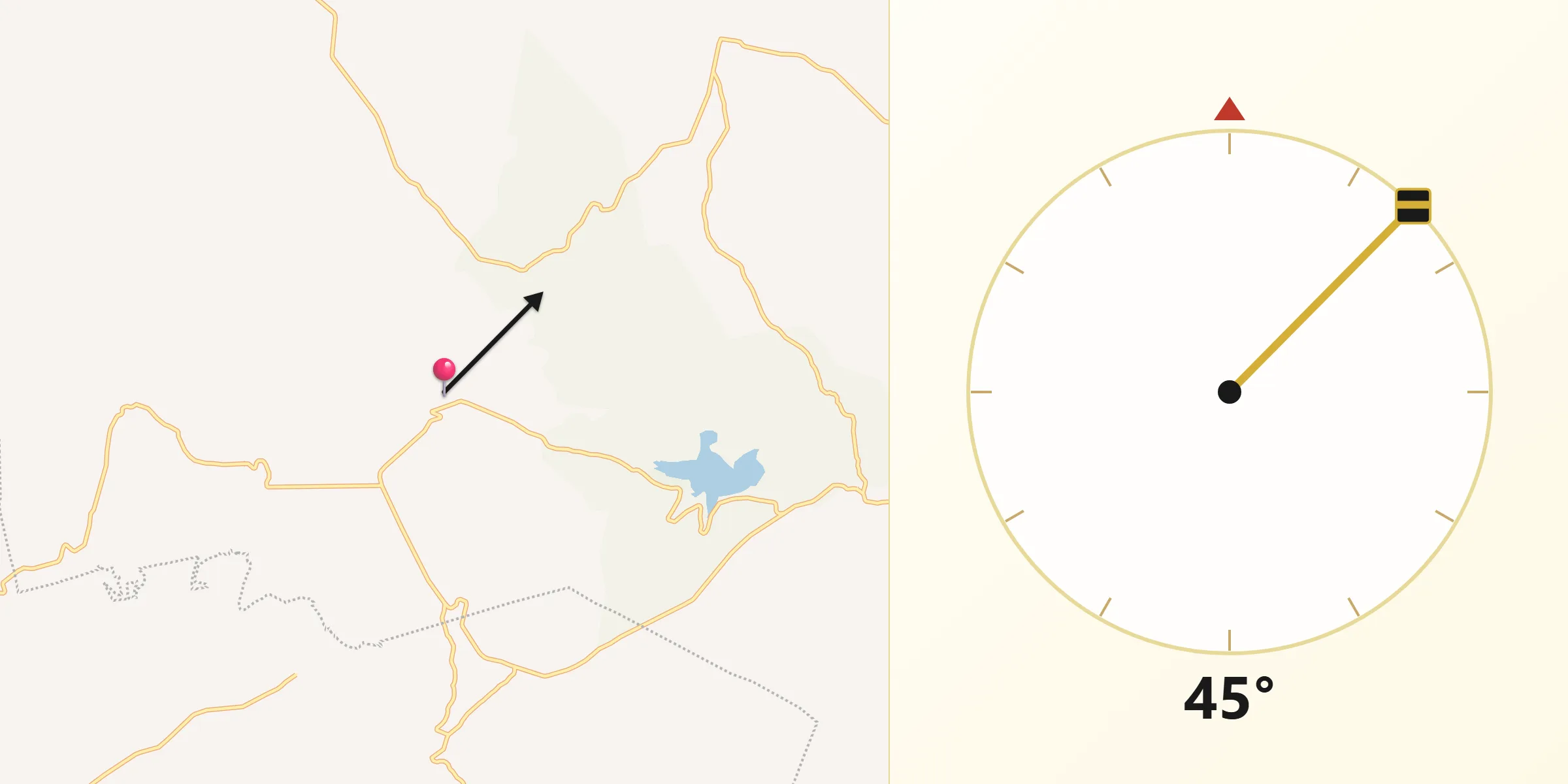Dirección de la Qibla desde Delgado de Arriba