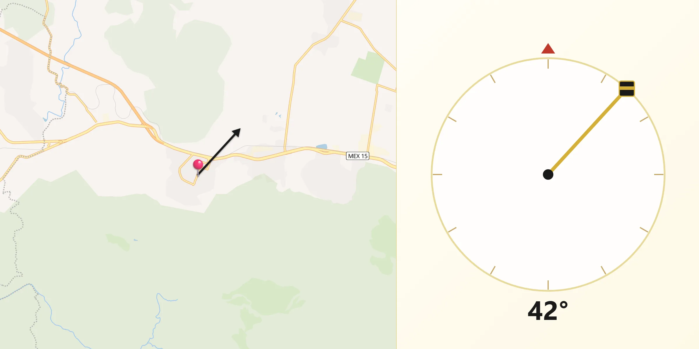 Dirección de la Qibla desde La Primavera