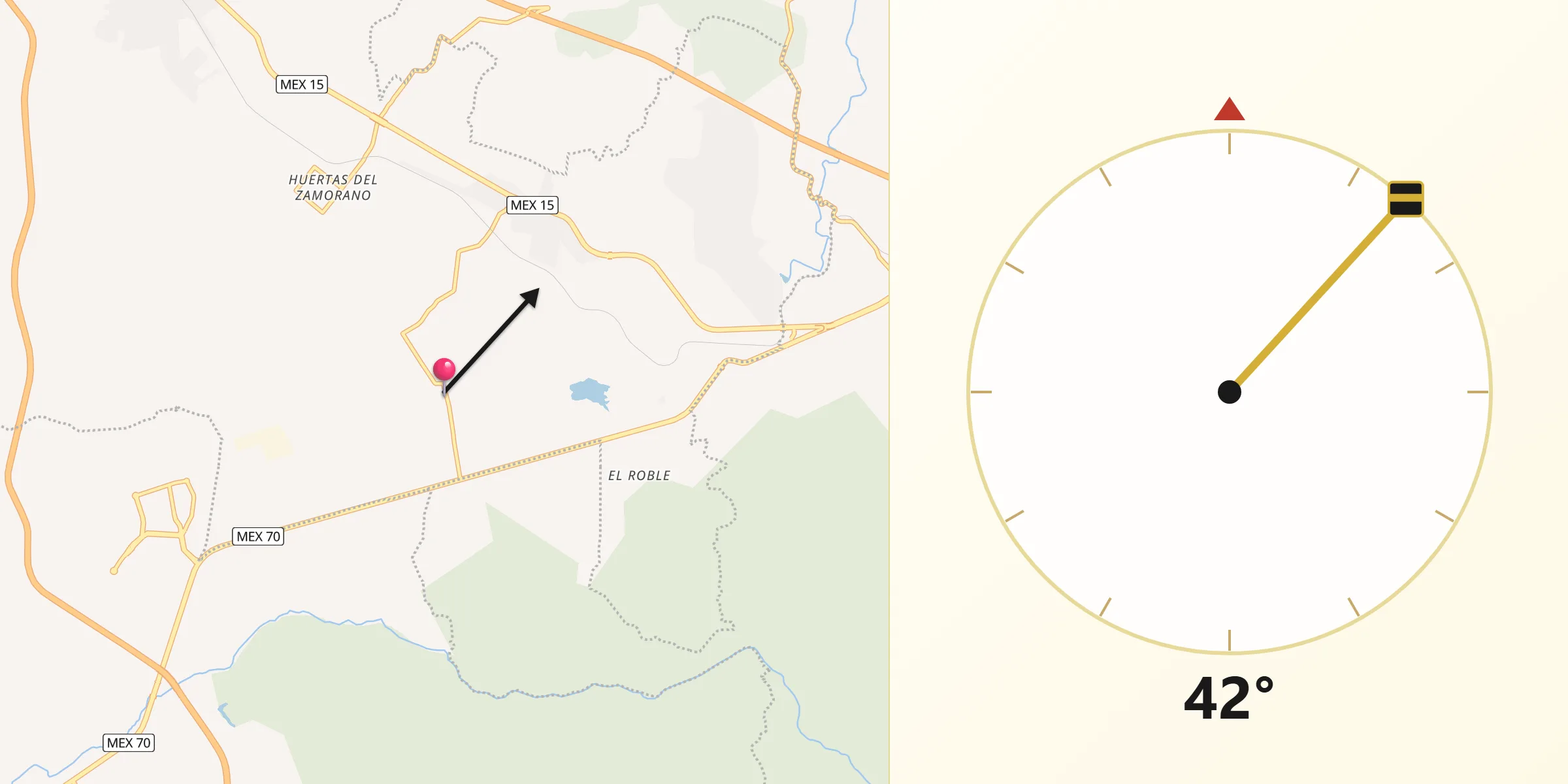 Dirección de la Qibla desde Colonia Cuisillos